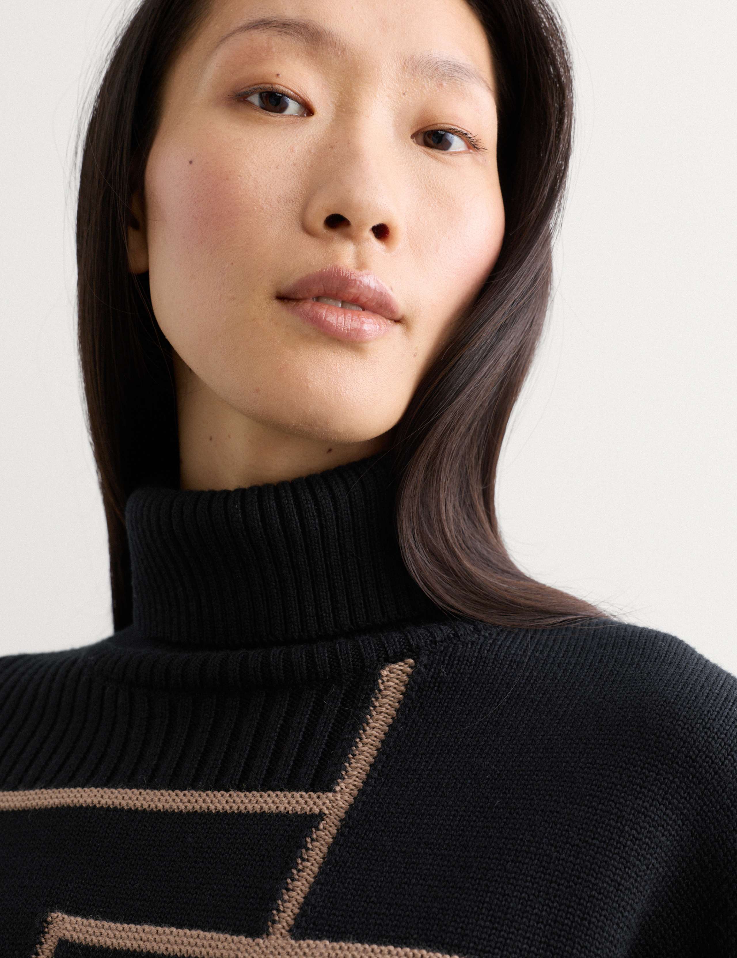 Pure Merino Wool Geometric Funnel Neck Jumper 3 of 7