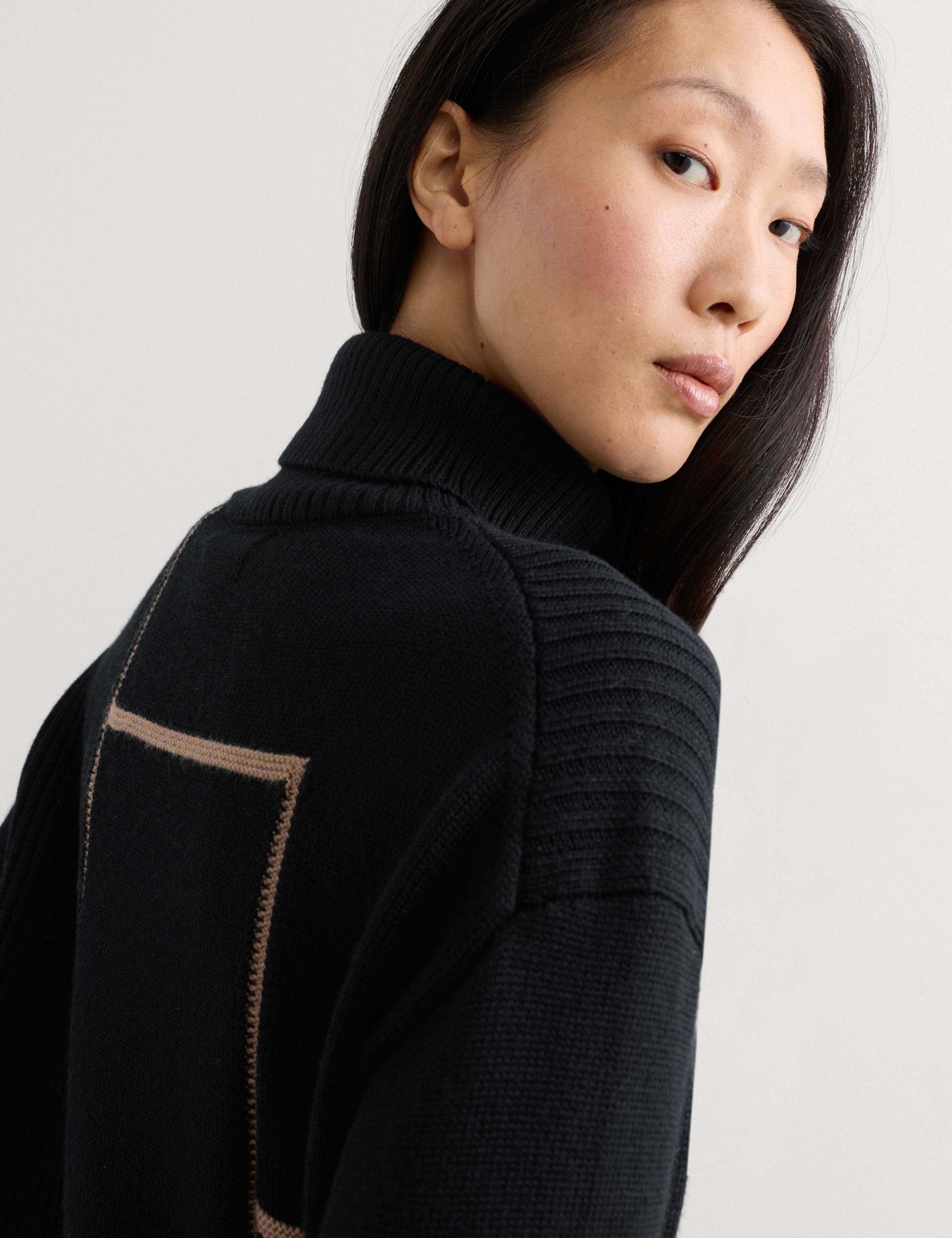 Pure Merino Wool Geometric Funnel Neck Jumper 5 of 7