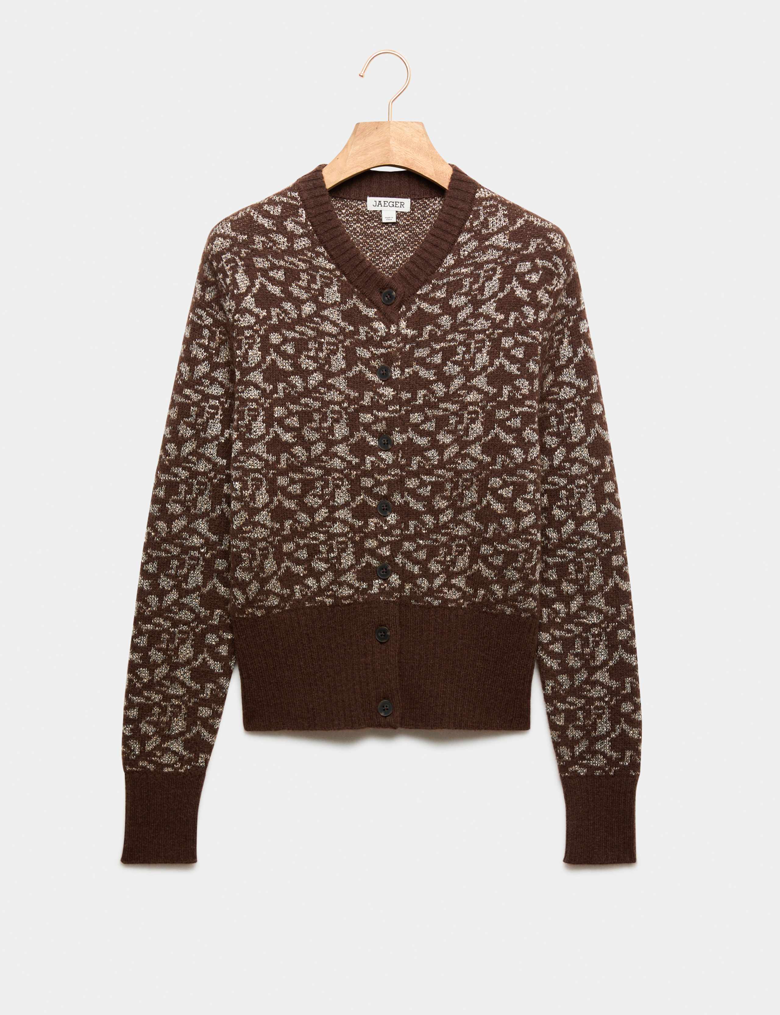Mohair Blend Sequin V Neck Cardigan 2 of 8