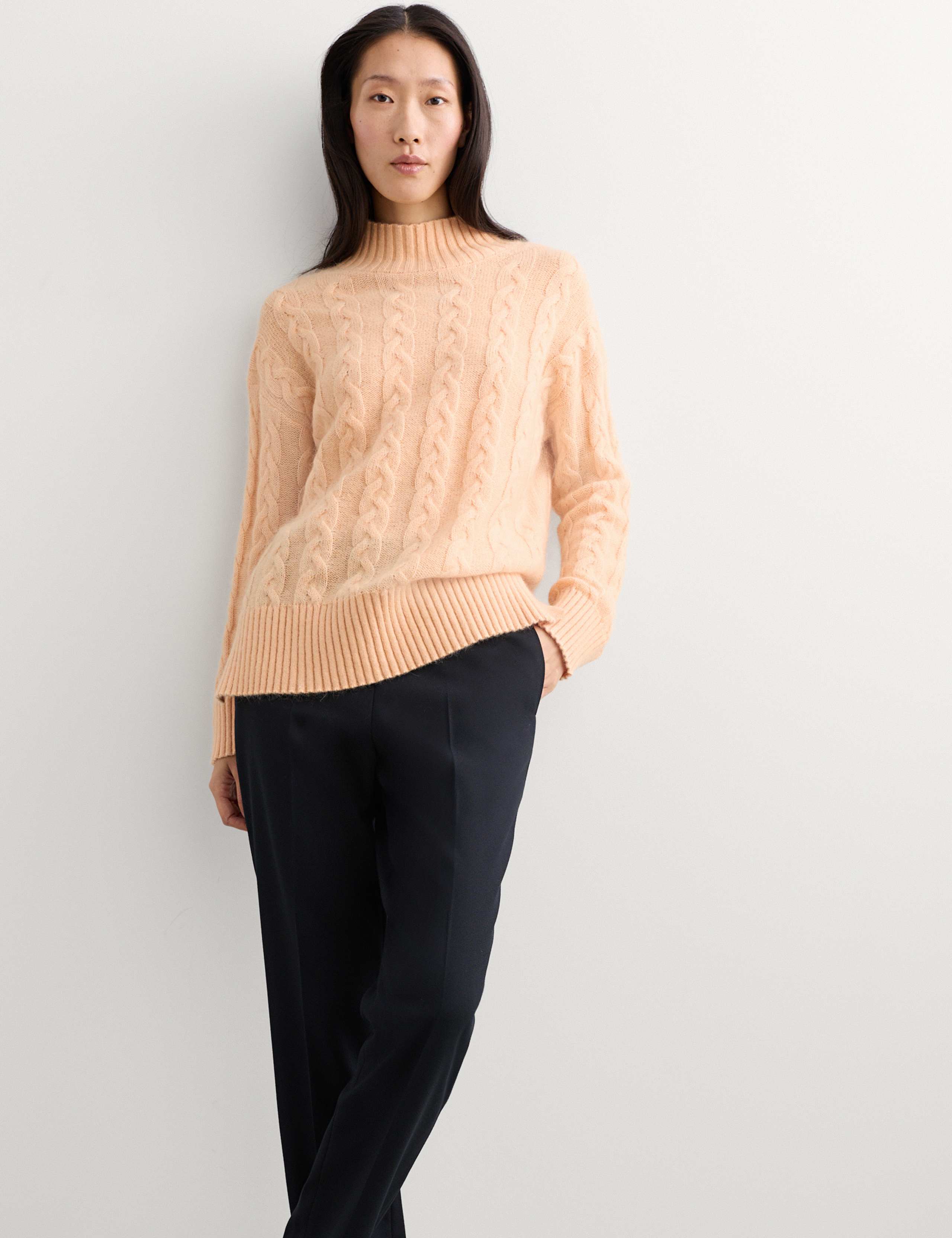Mohair Blend Cable Knit Funnel Neck Jumper 1 of 7