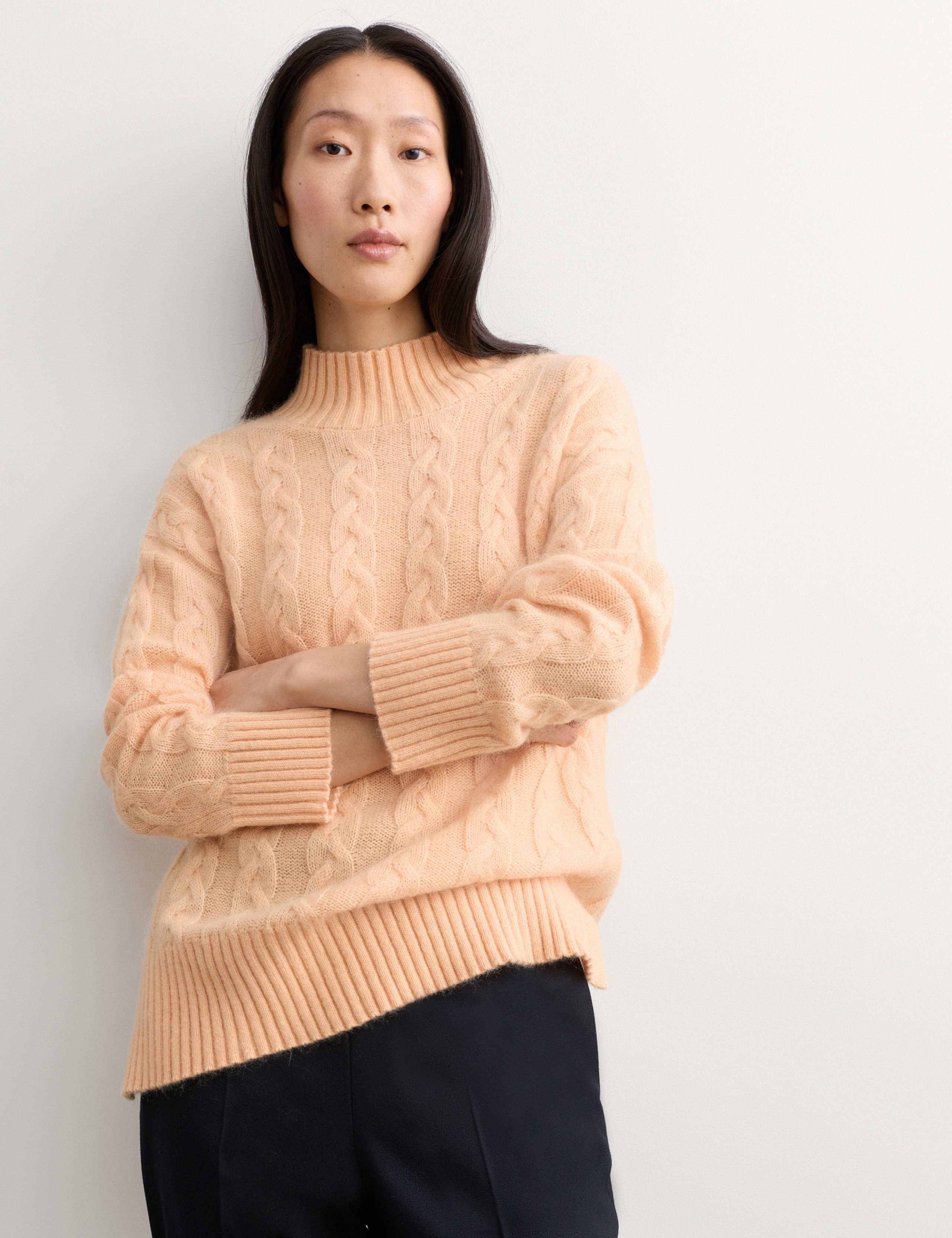 Mohair Blend Cable Knit Funnel Neck Jumper 4 of 7