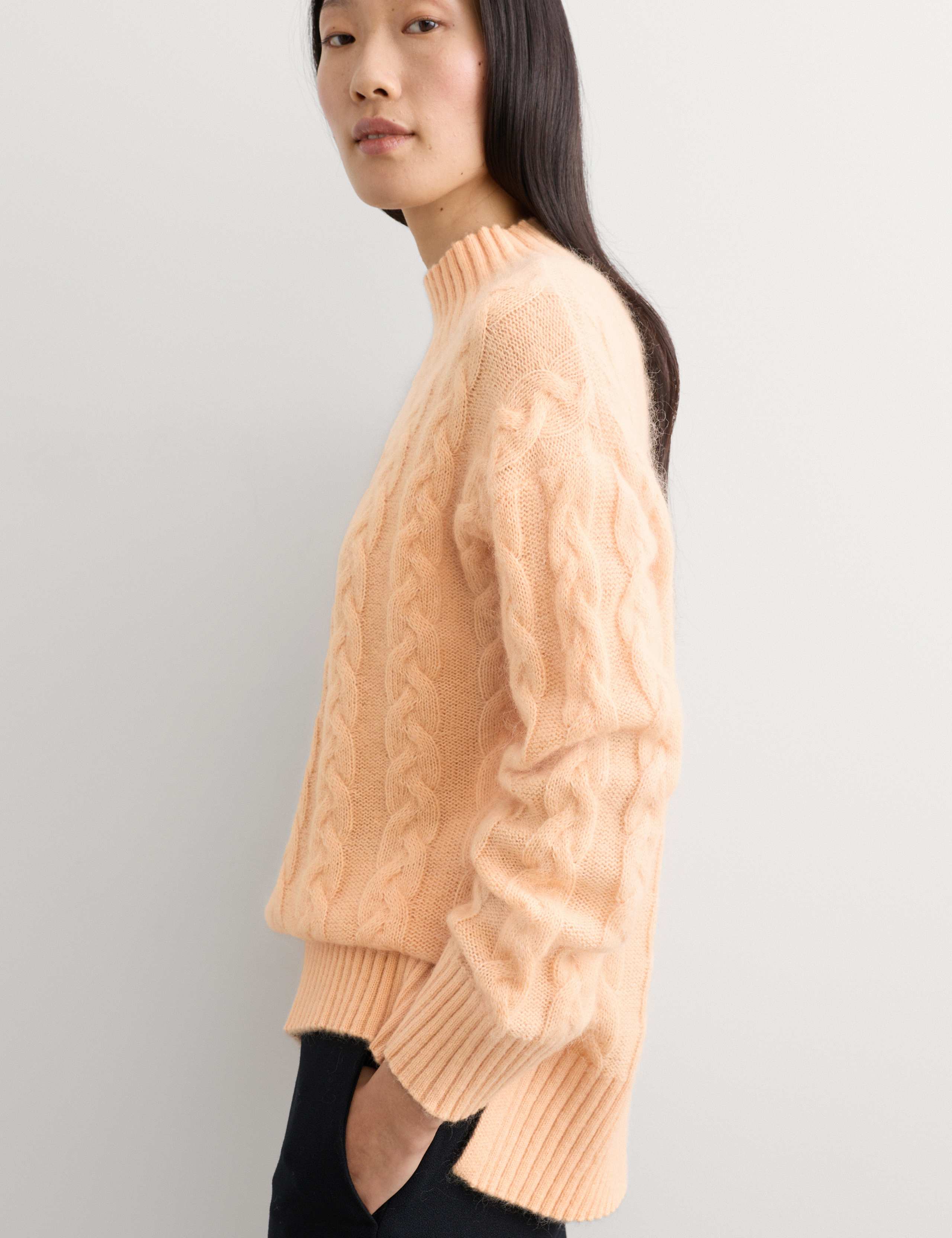 Mohair Blend Cable Knit Funnel Neck Jumper 5 of 7