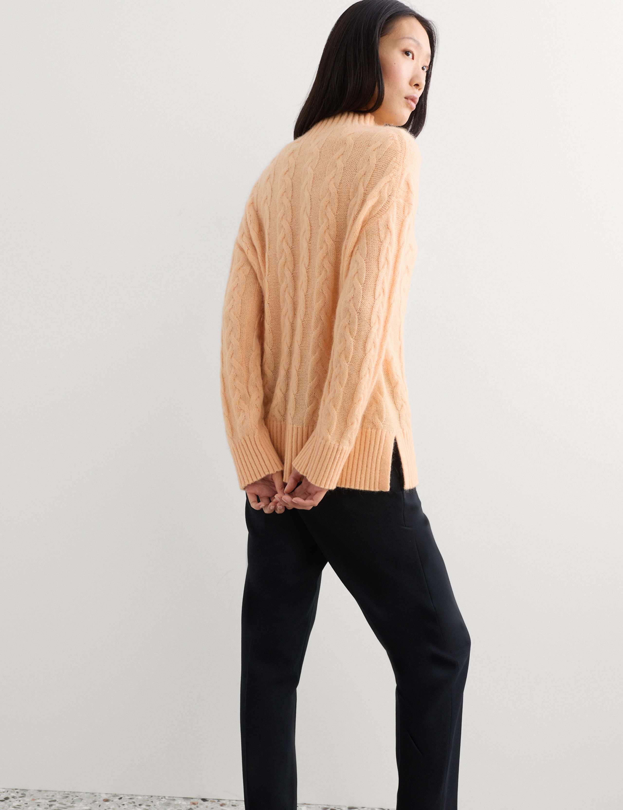 Mohair Blend Cable Knit Funnel Neck Jumper 6 of 7