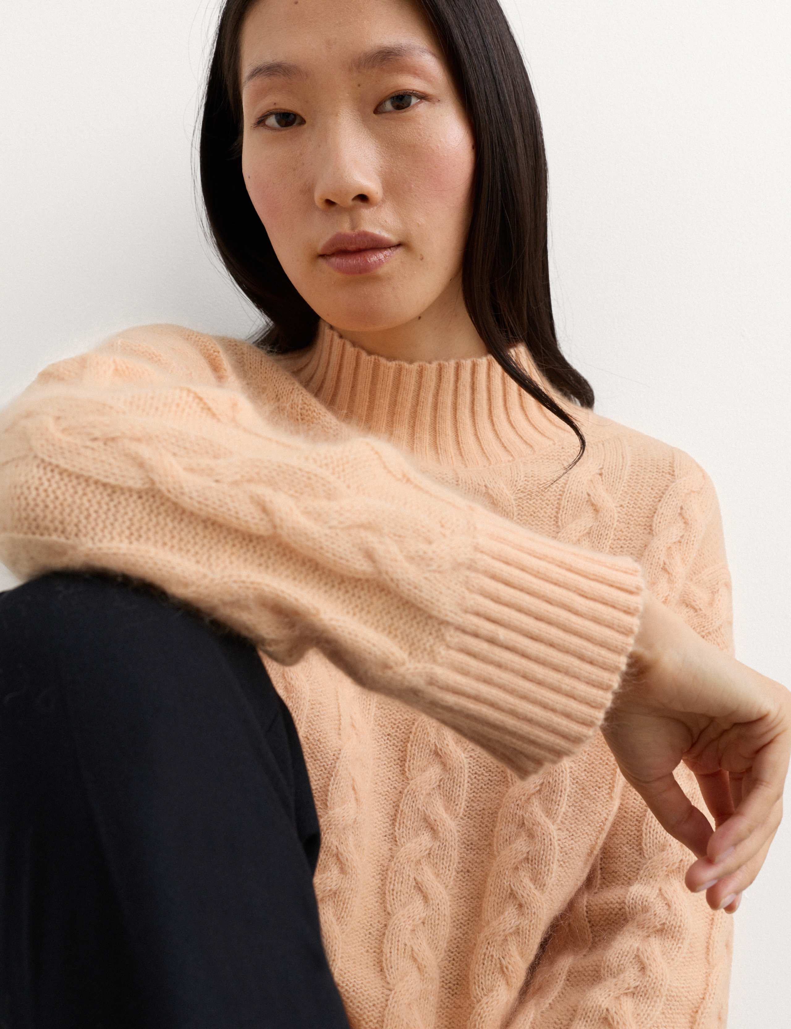 Mohair Blend Cable Knit Funnel Neck Jumper 7 of 7