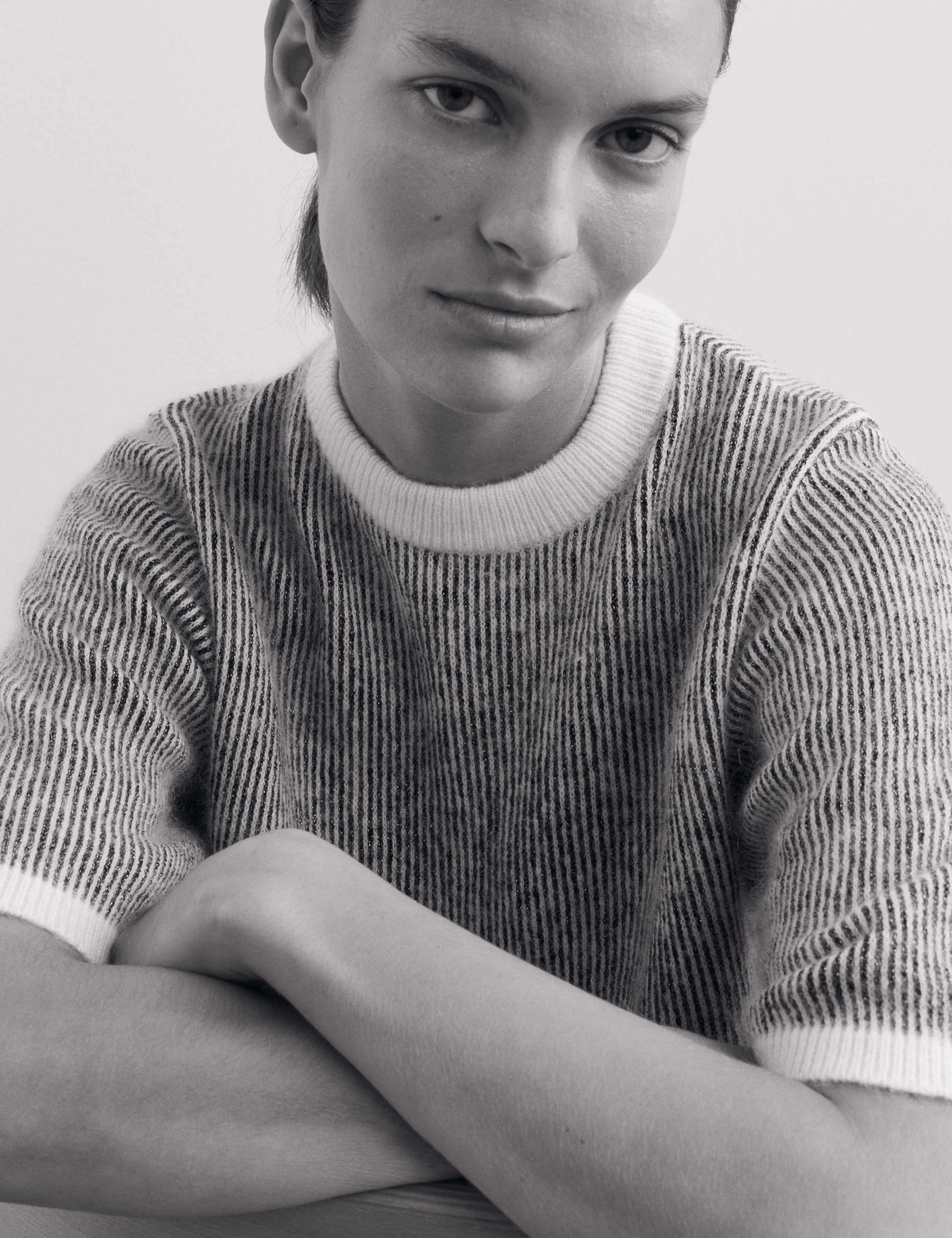 Sparkly Striped Knitted T-Shirt Top with Mohair 3 of 6