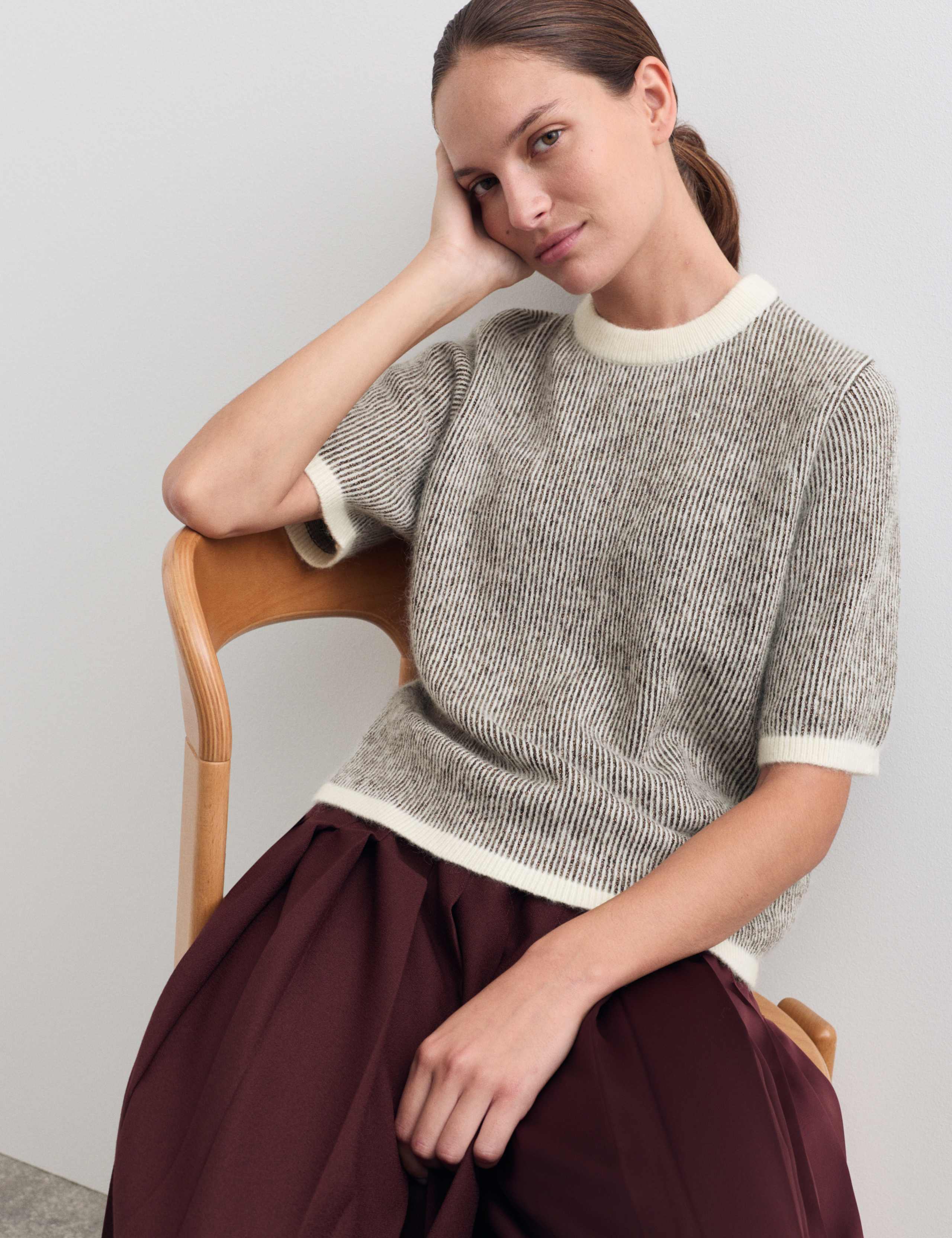 Sparkly Striped Knitted T-Shirt Top with Mohair 4 of 6