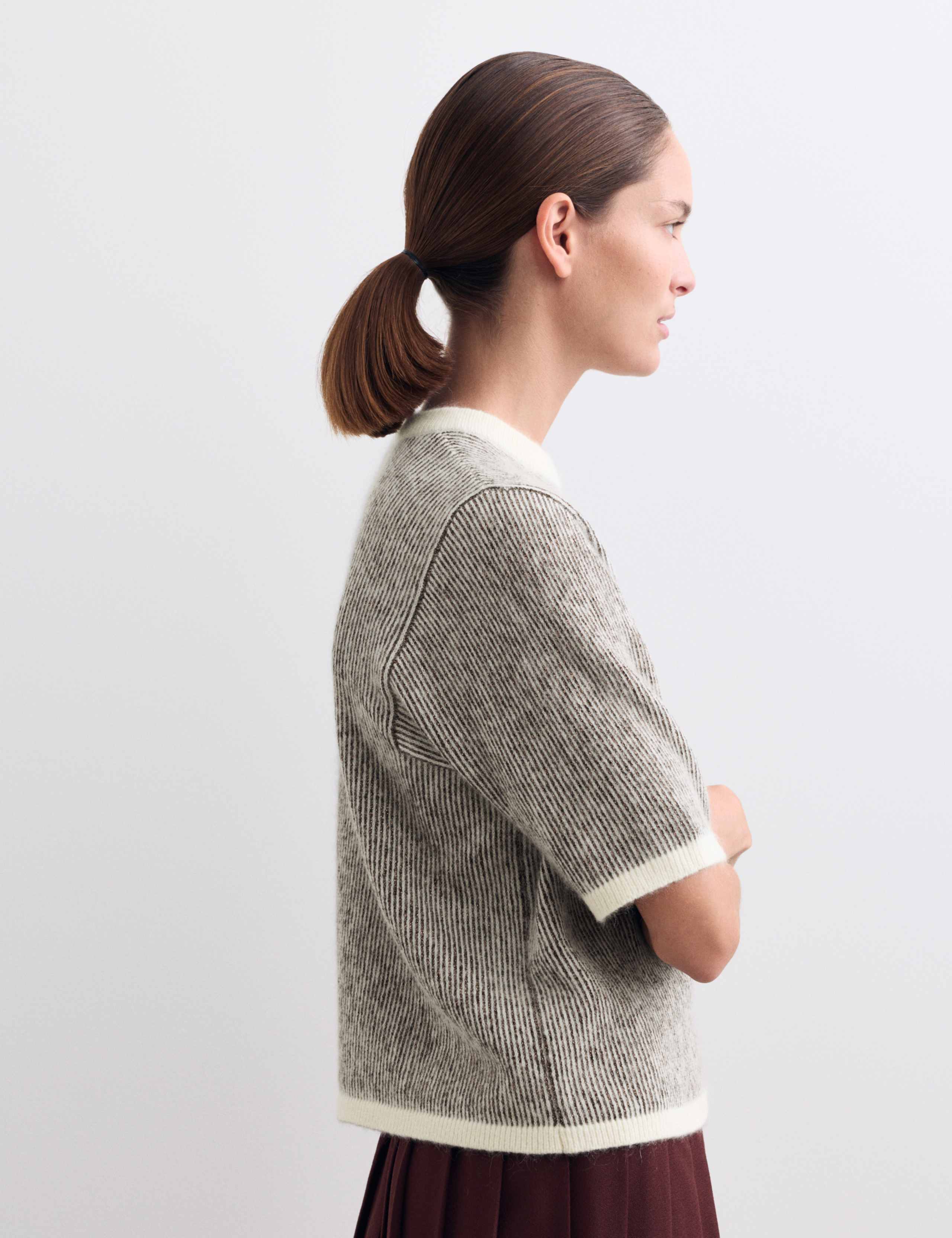 Sparkly Striped Knitted T-Shirt Top with Mohair 5 of 6