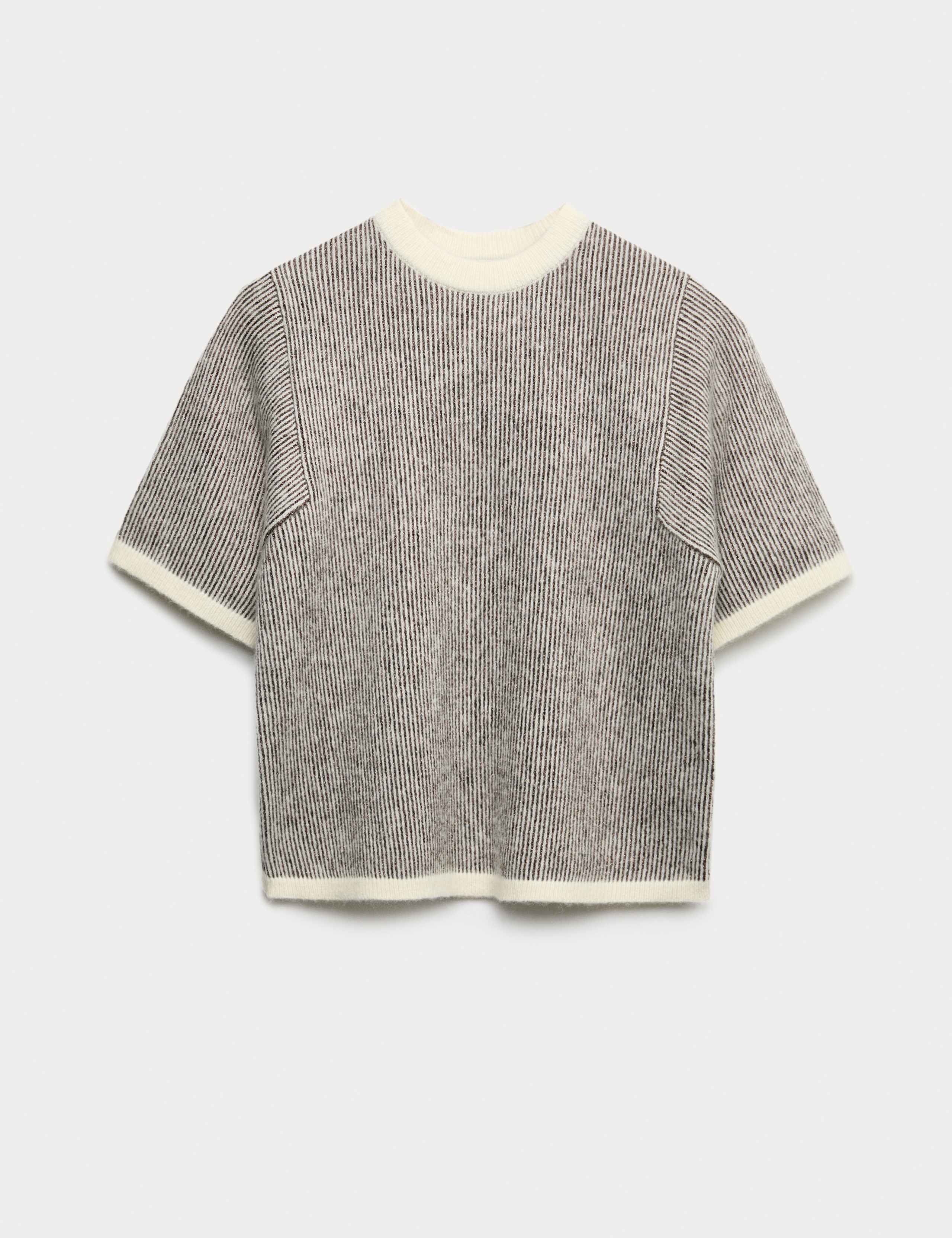 Sparkly Striped Knitted T-Shirt Top with Mohair 2 of 6