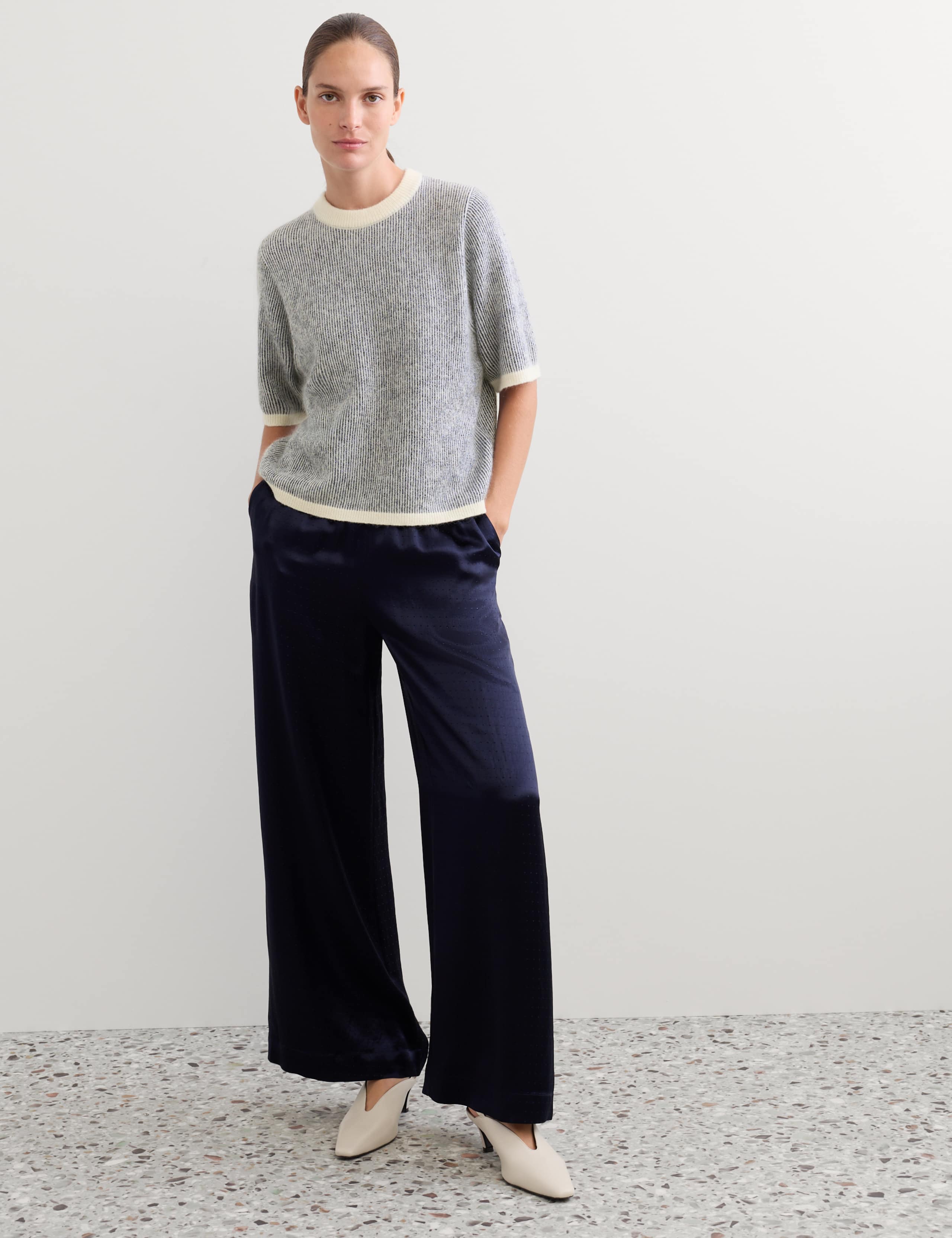 Sparkly Striped Knitted T-Shirt Top with Mohair 3 of 7