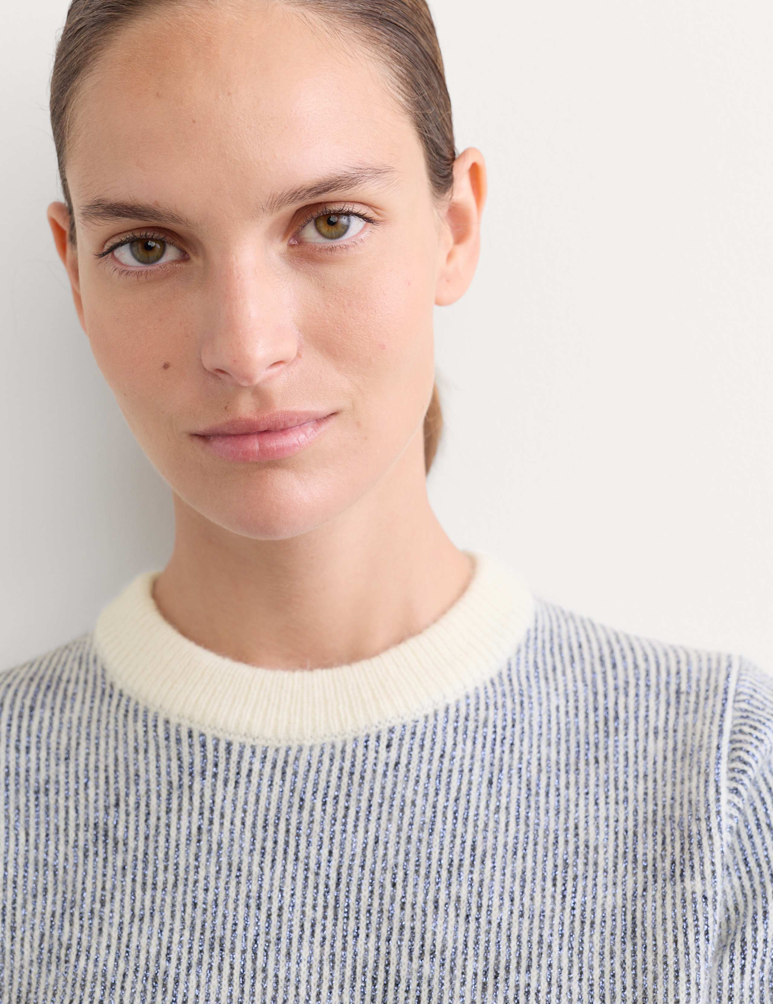 Sparkly Striped Knitted T-Shirt Top with Mohair 4 of 7