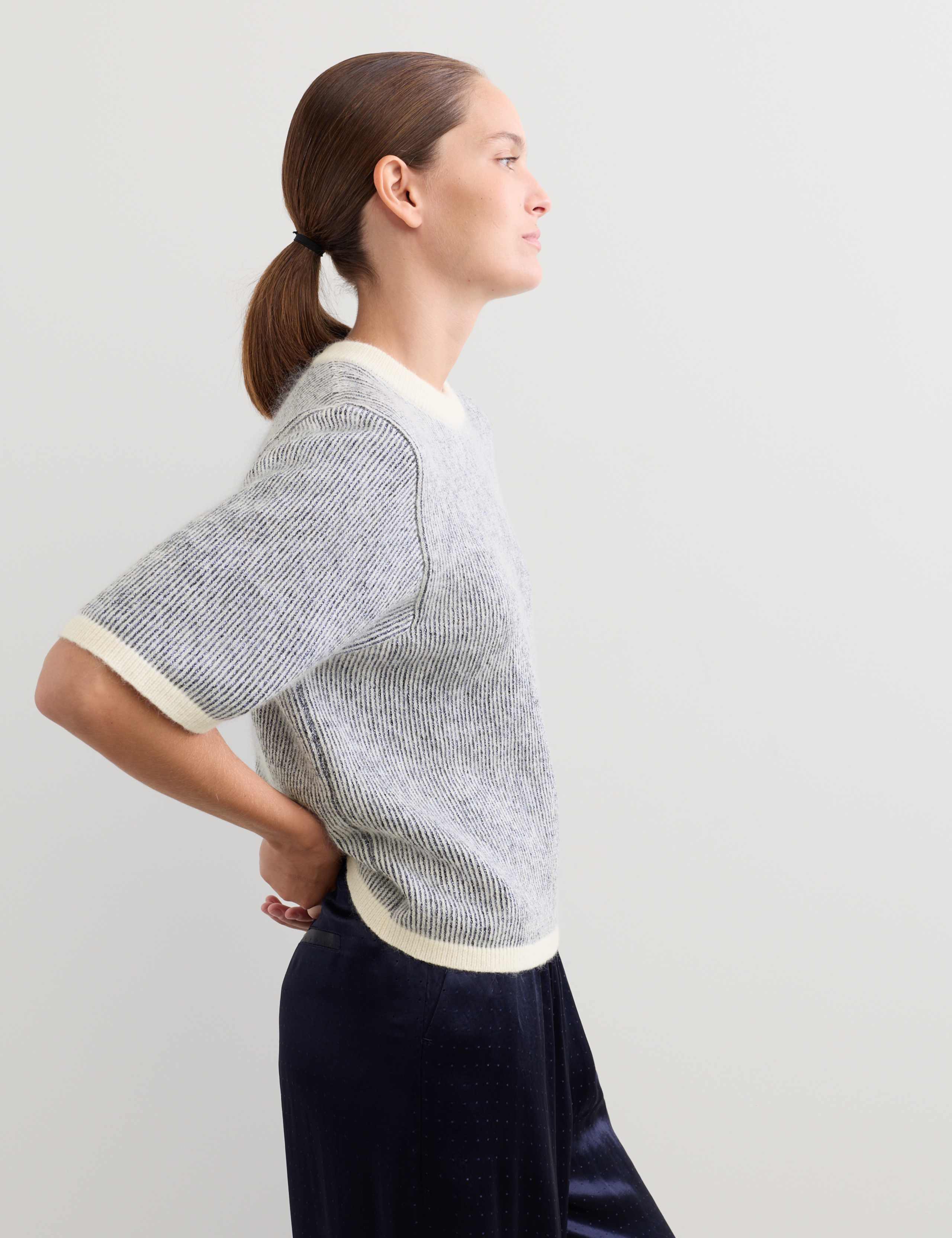Sparkly Striped Knitted T-Shirt Top with Mohair 5 of 7