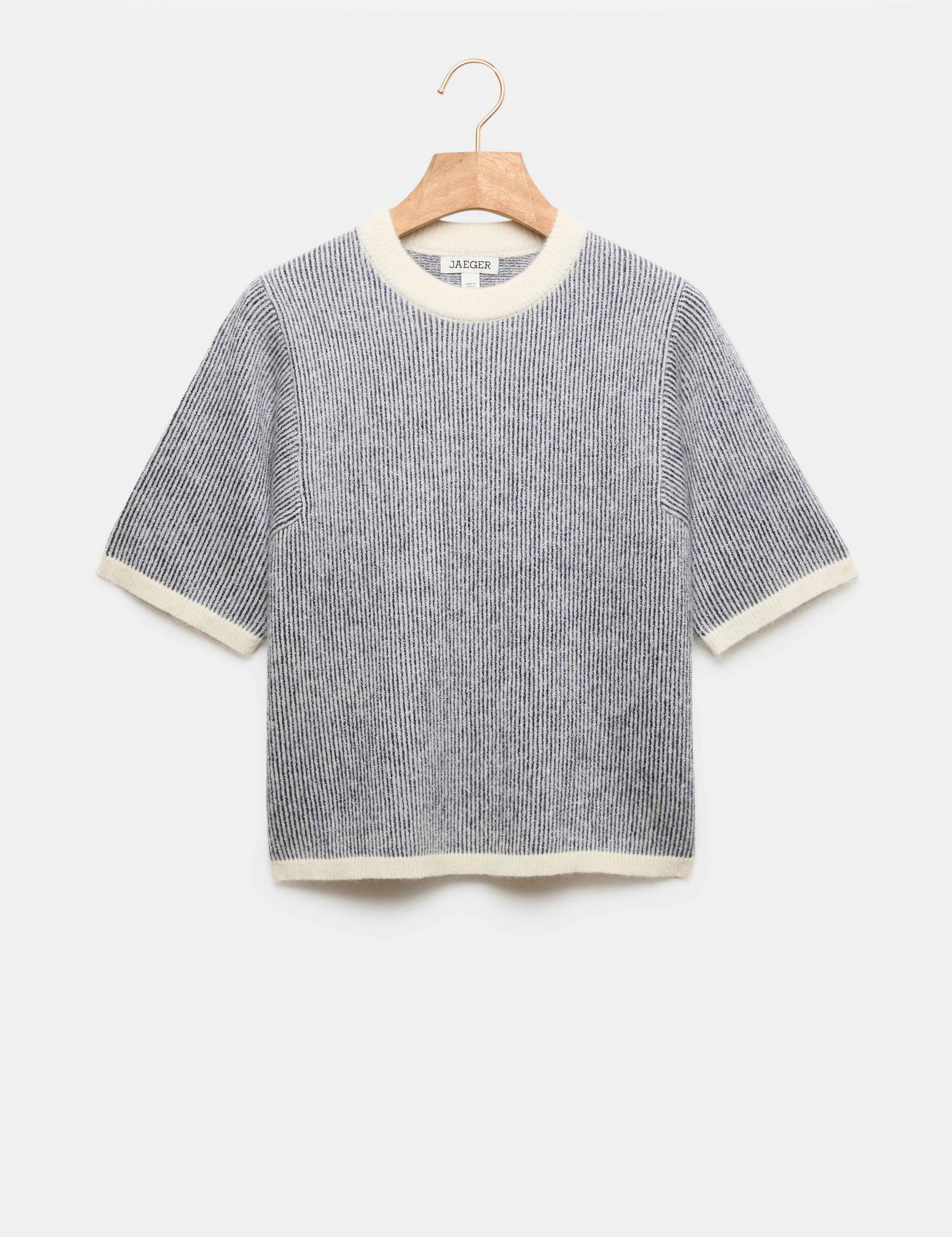 Sparkly Striped Knitted T-Shirt Top with Mohair 2 of 7