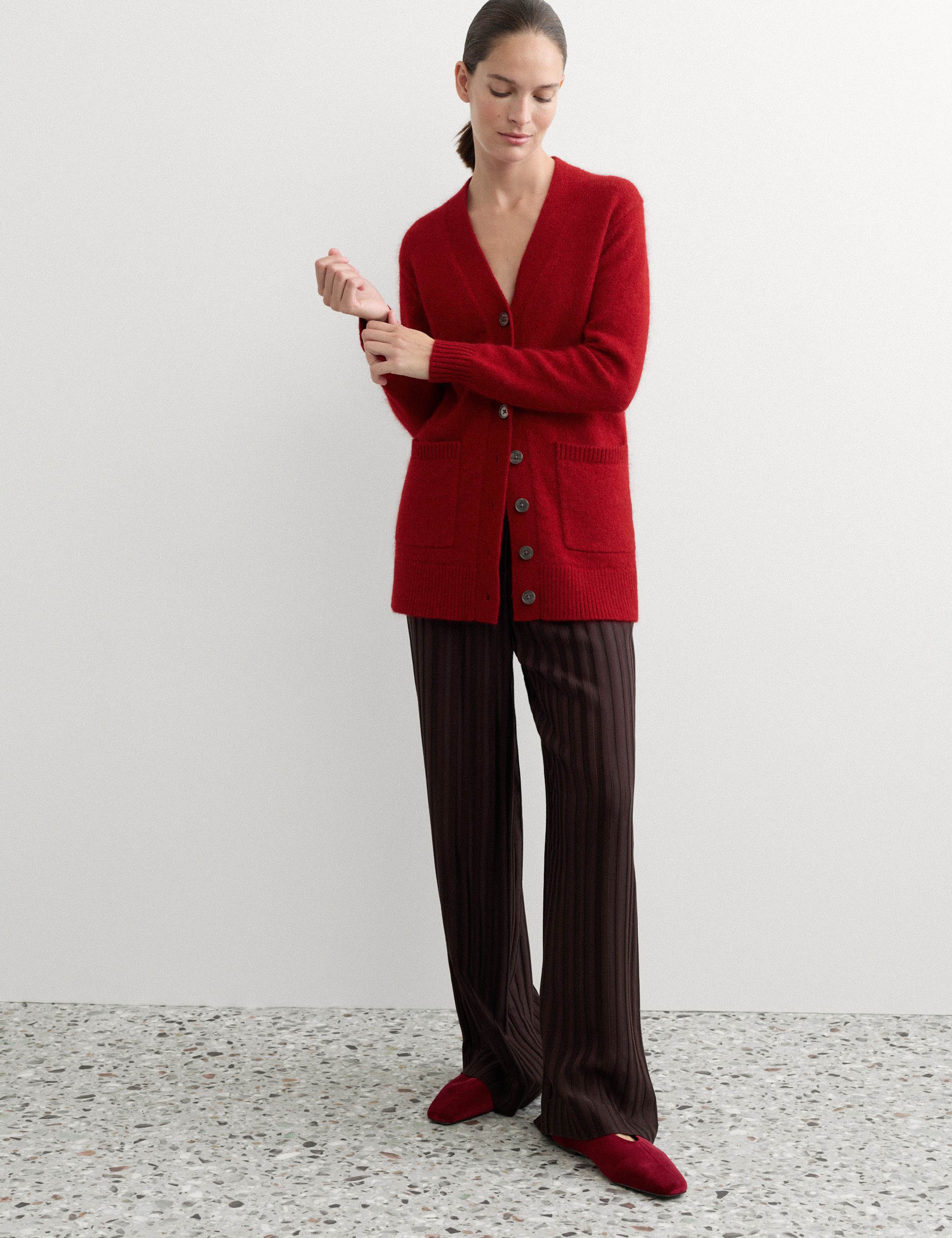 Mohair Blend V Neck Relaxed Cardigan 1 of 7