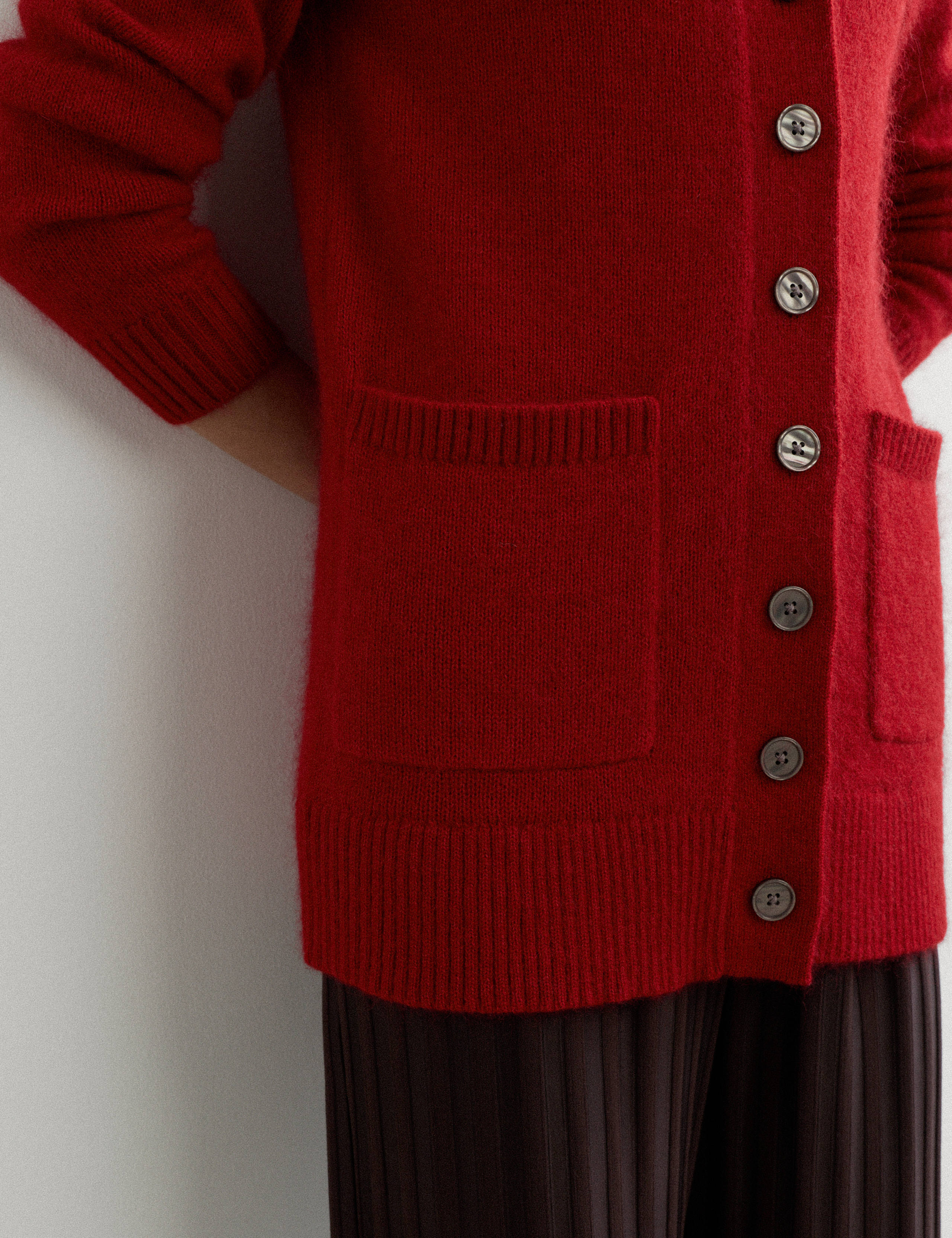 Mohair Blend V Neck Relaxed Cardigan 3 of 7