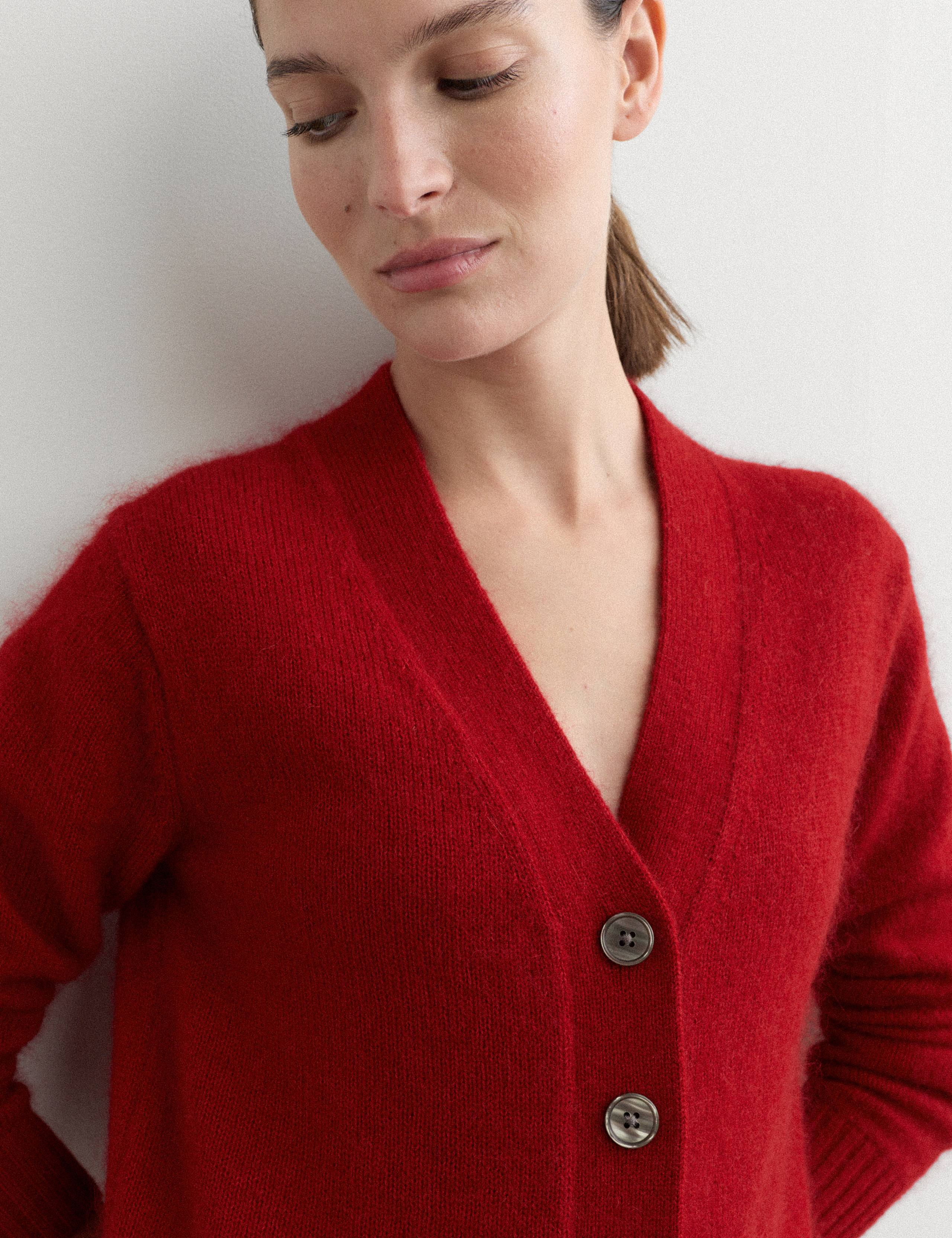 Mohair Blend V Neck Relaxed Cardigan 4 of 7