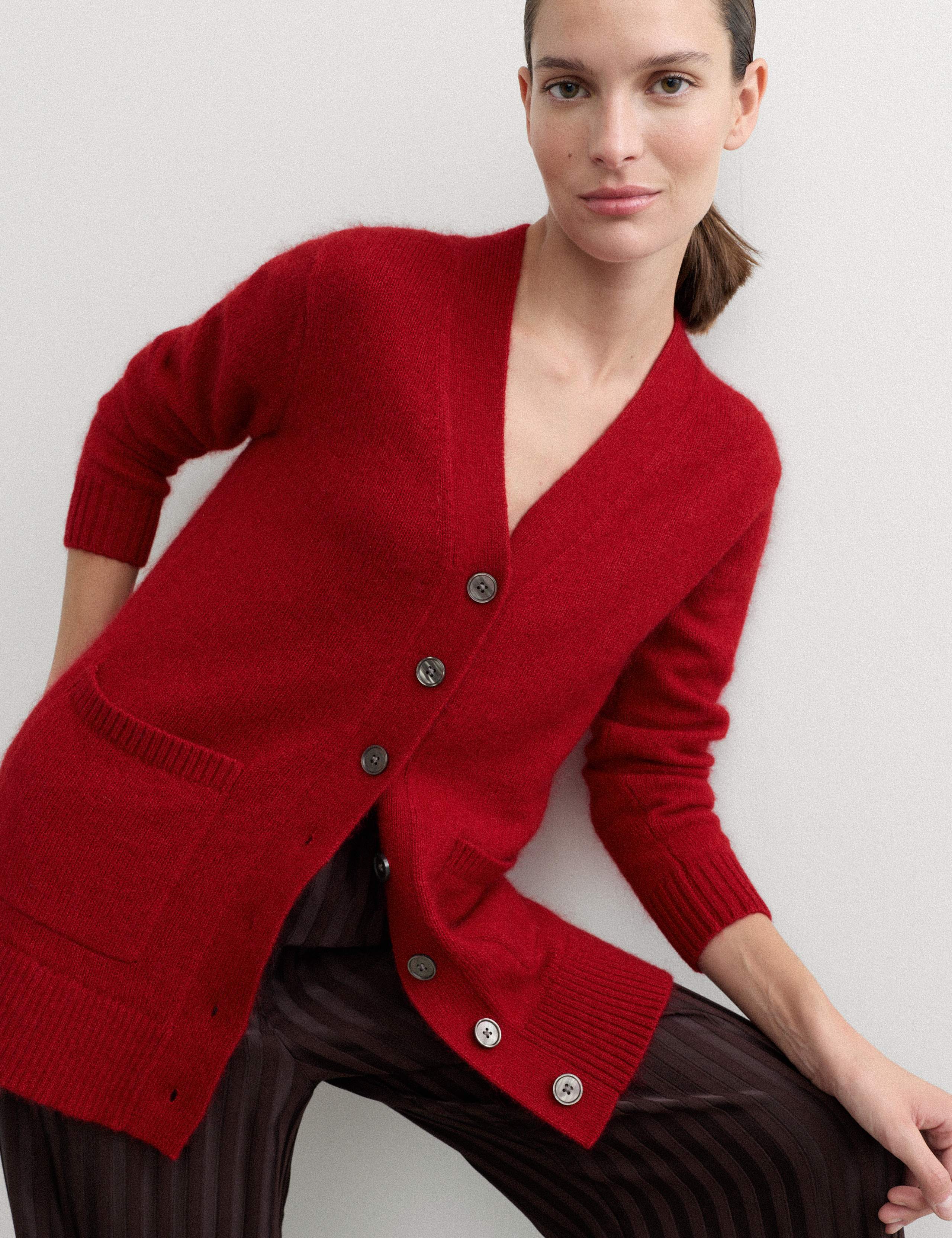 Mohair Blend V Neck Relaxed Cardigan 7 of 7