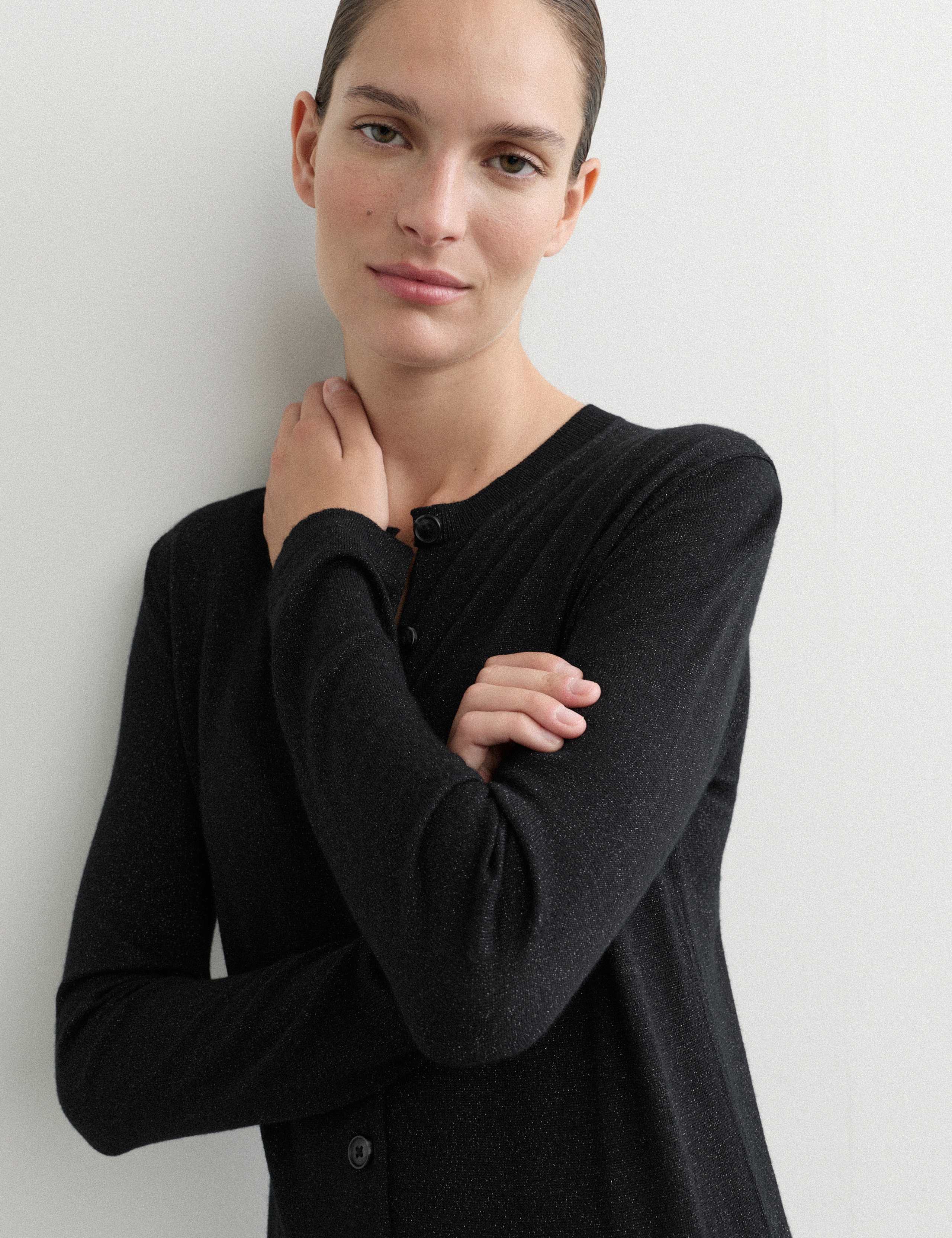 Merino Wool Rich Sparkly Longline Cardigan 3 of 6