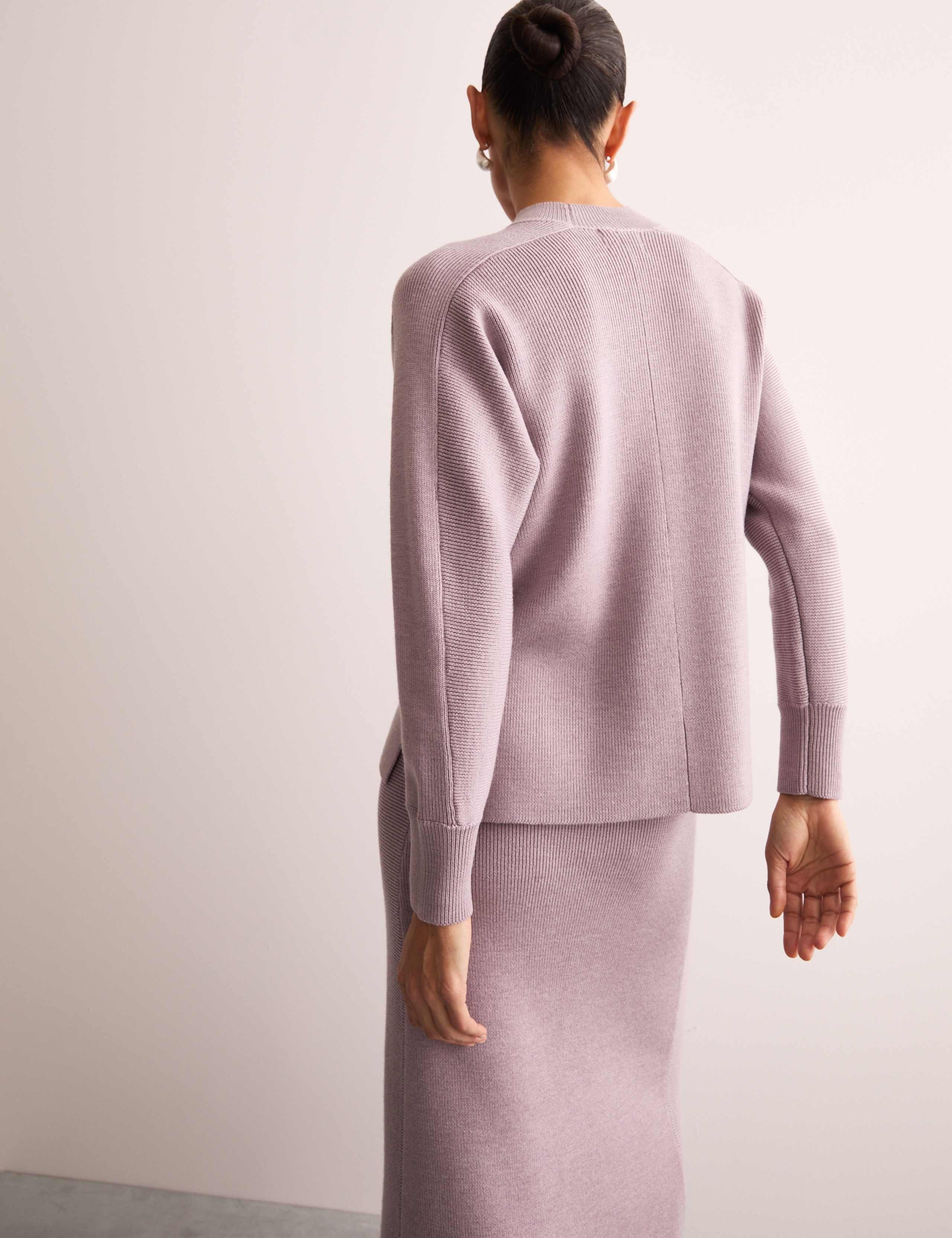 Pure Merino Wool Ribbed Funnel Neck Jumper 6 of 8