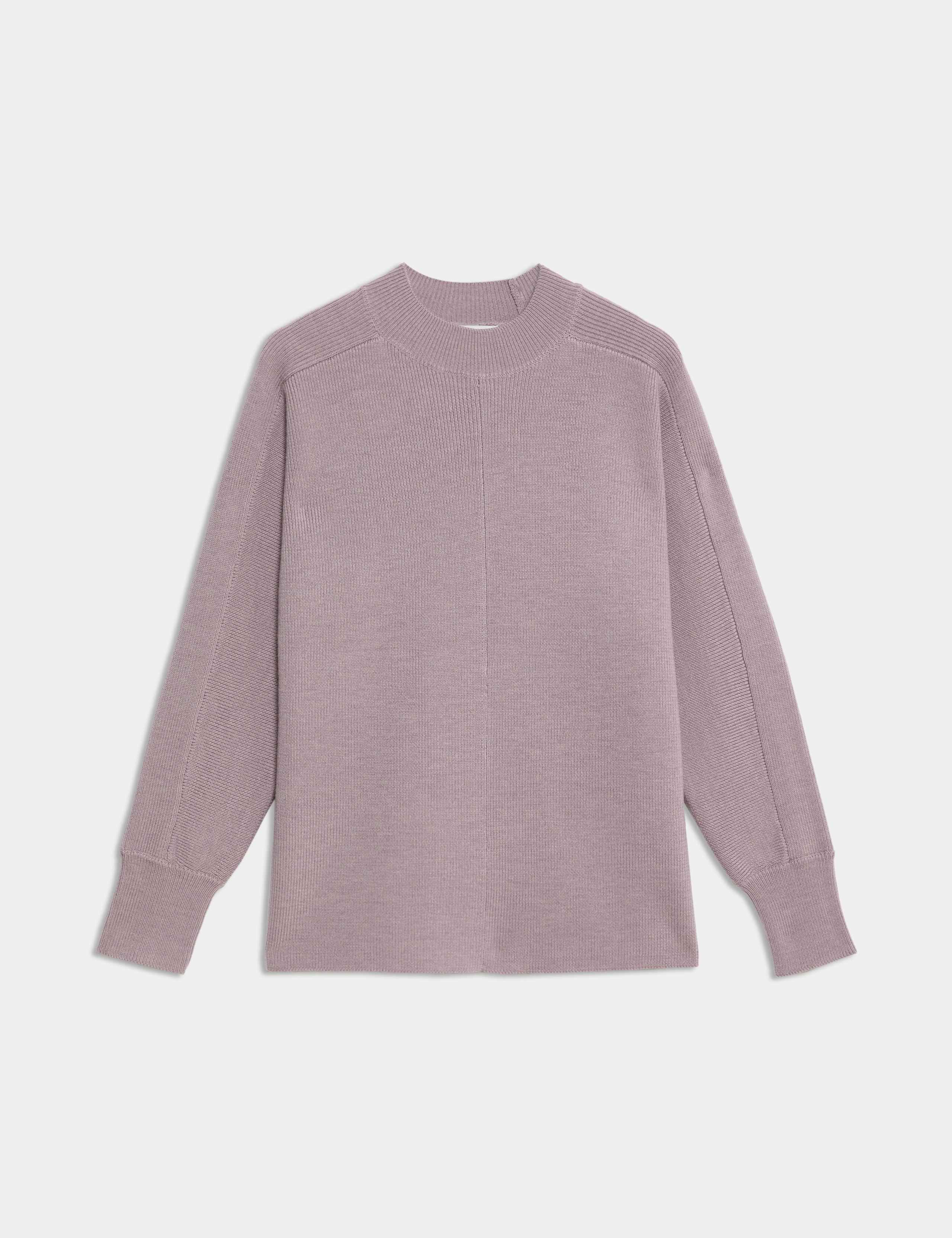 Pure Merino Wool Ribbed Funnel Neck Jumper 2 of 8