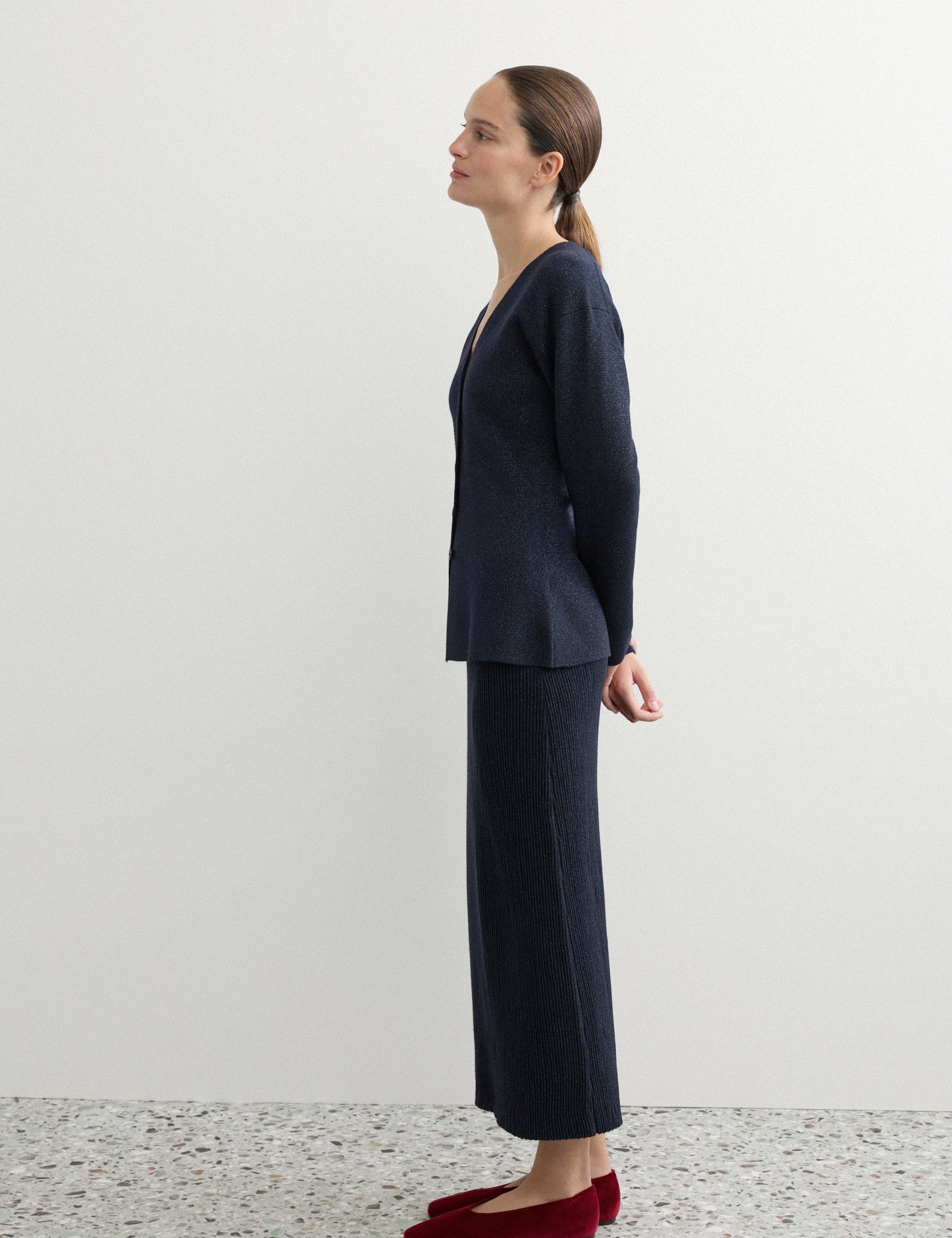 Merino Wool Rich Sparkly V Neck Cardigan 5 of 7