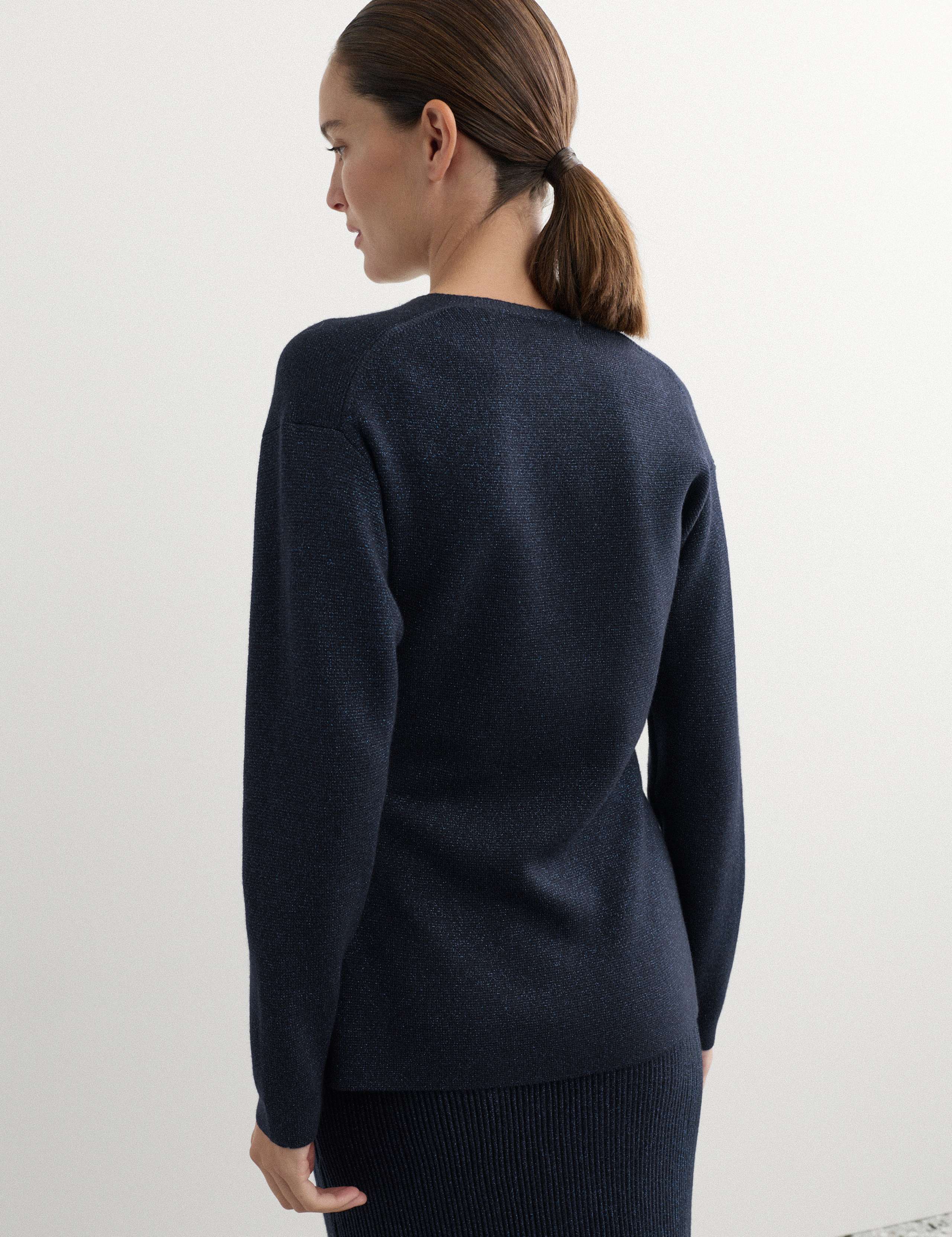 Merino Wool Rich Sparkly V Neck Cardigan 6 of 7
