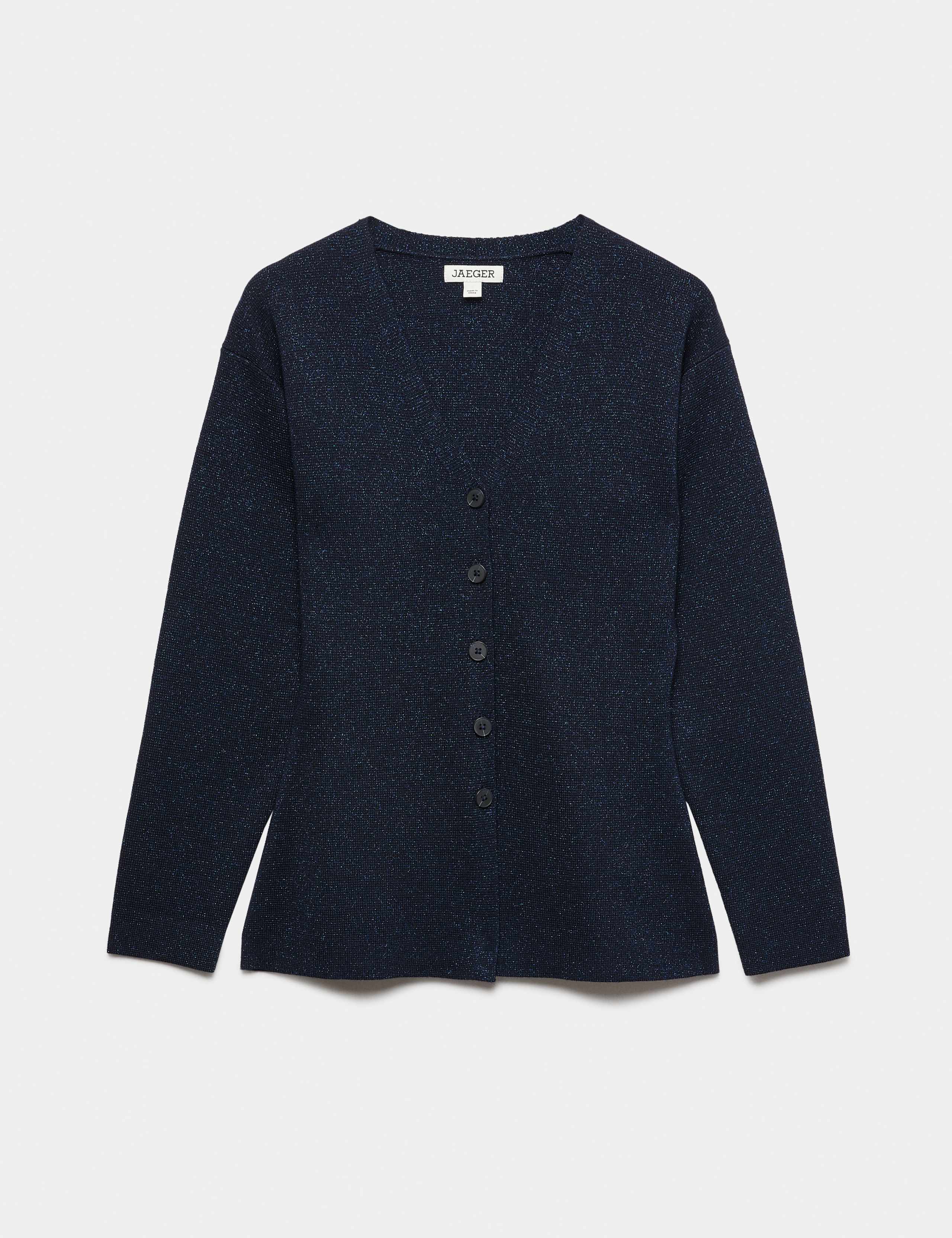 Merino Wool Rich Sparkly V Neck Cardigan 2 of 7
