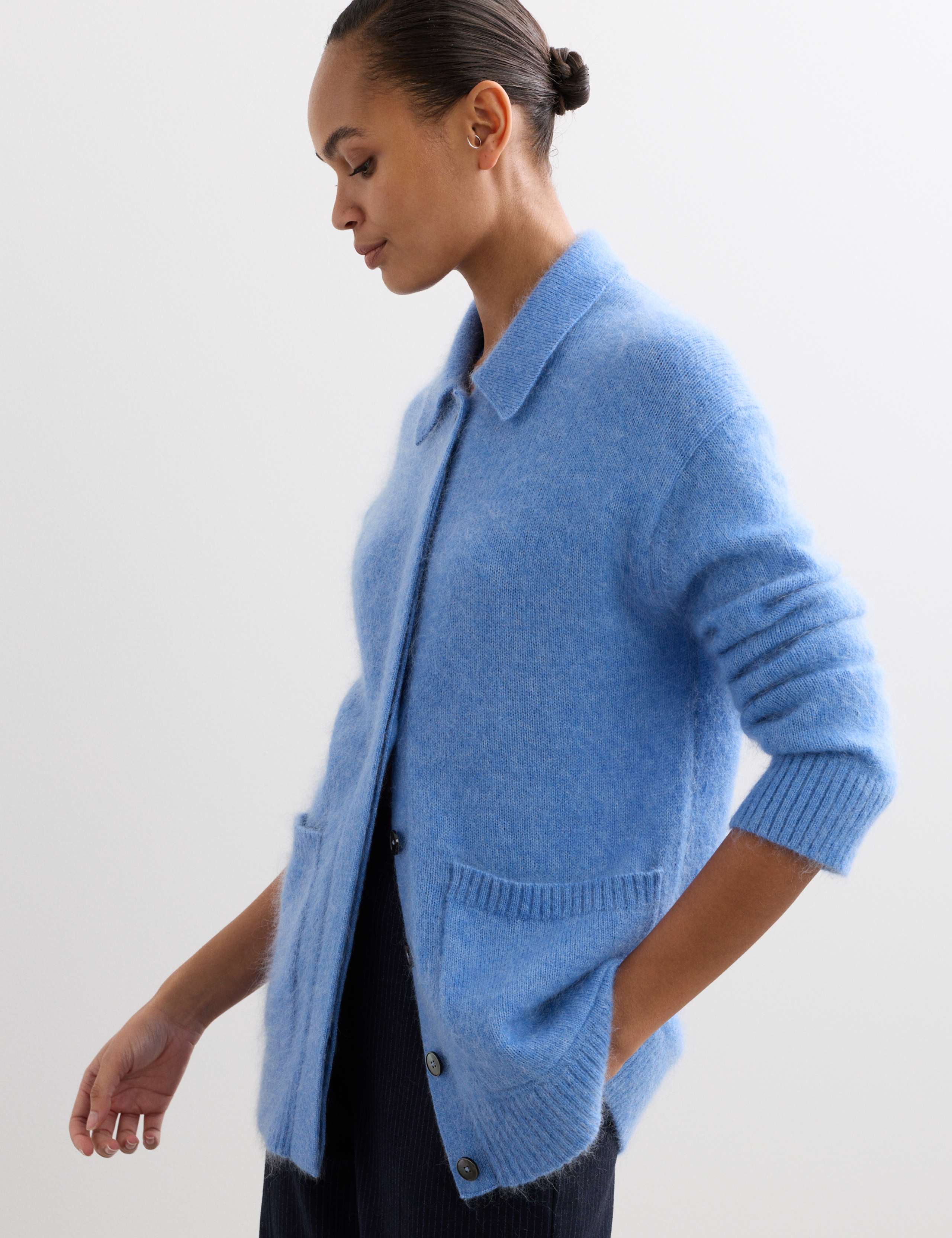 Mohair Blend Collared Cardigan 1 of 6