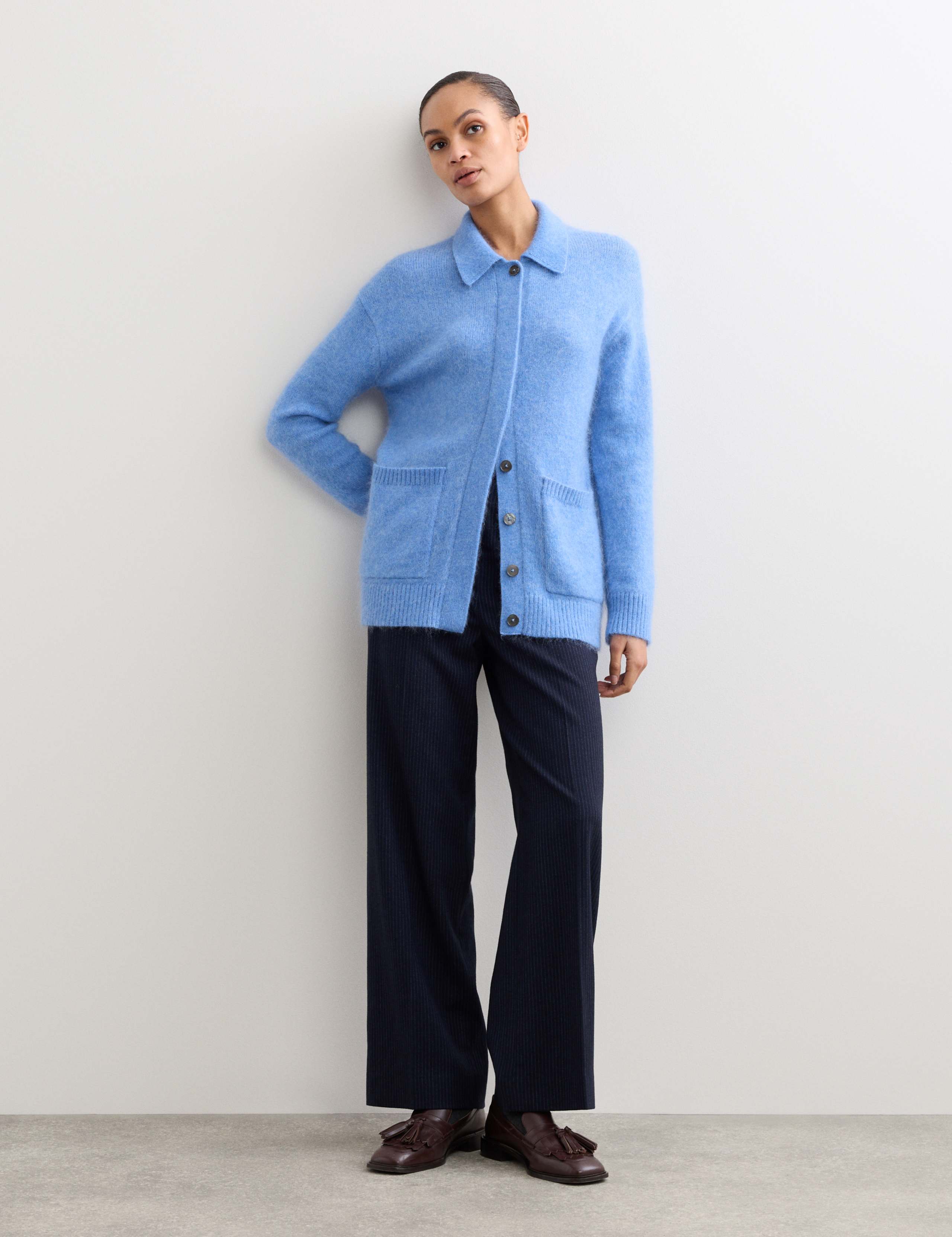 Mohair Blend Collared Cardigan 3 of 6