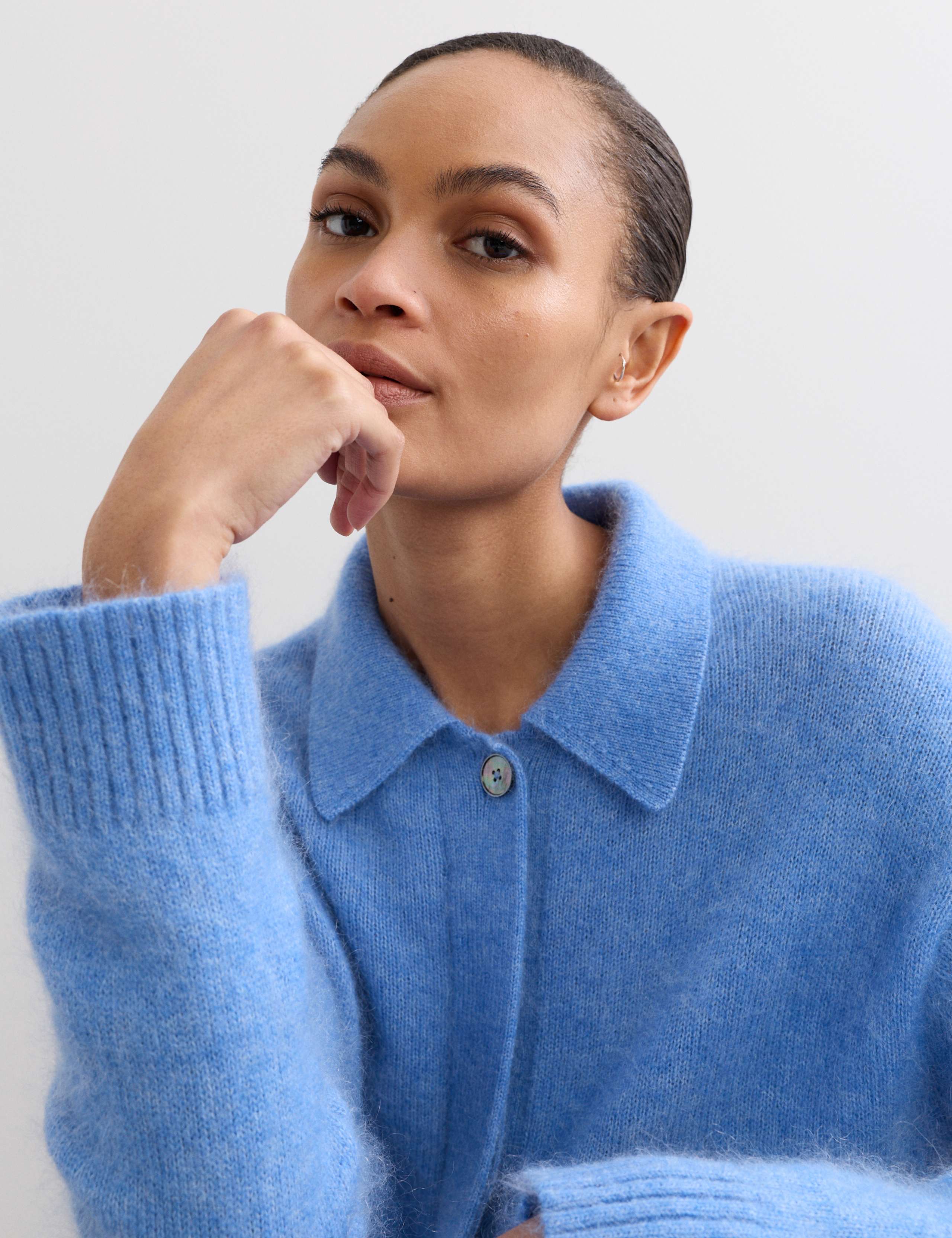 Mohair Blend Collared Cardigan 4 of 6