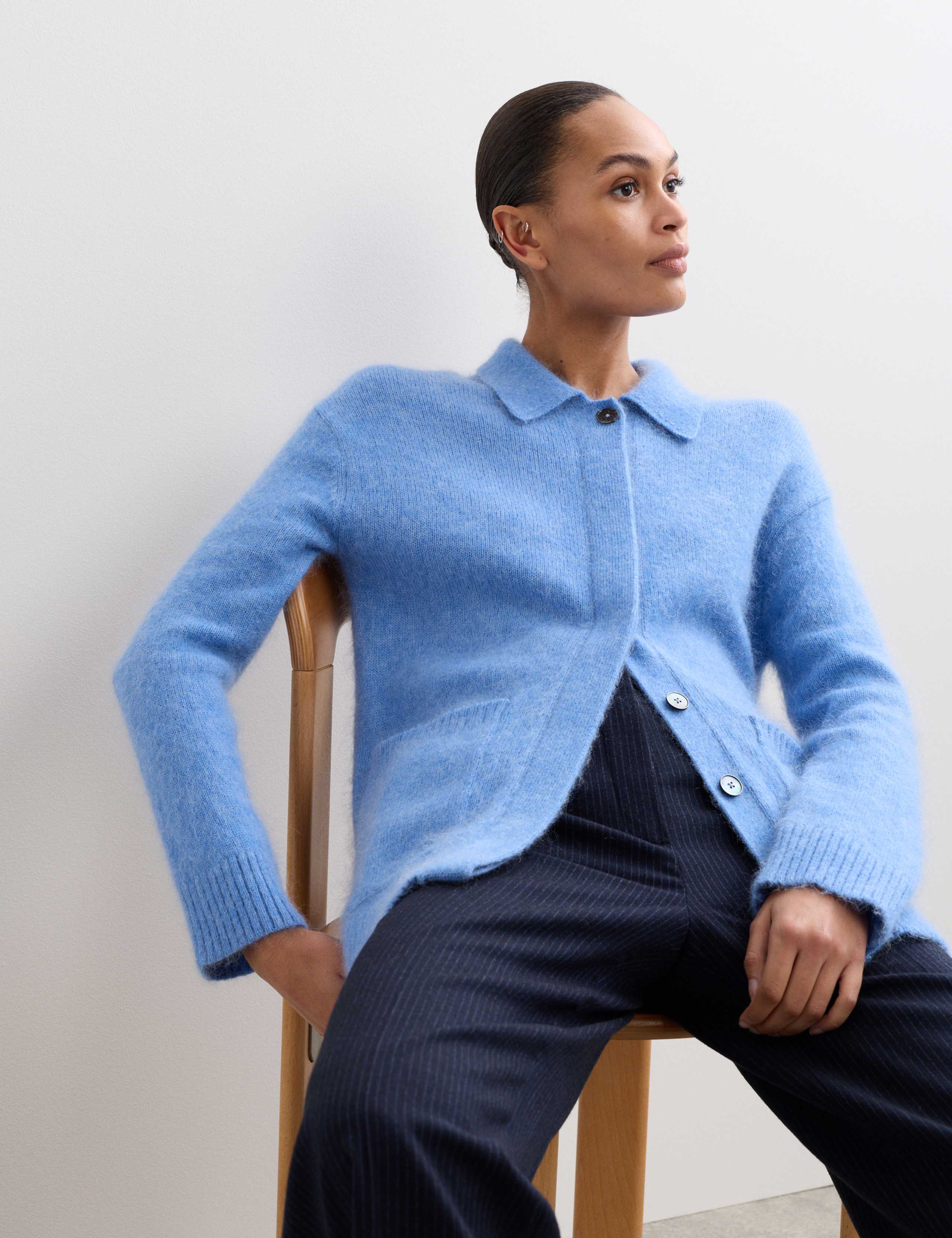 Mohair Blend Collared Cardigan 5 of 6