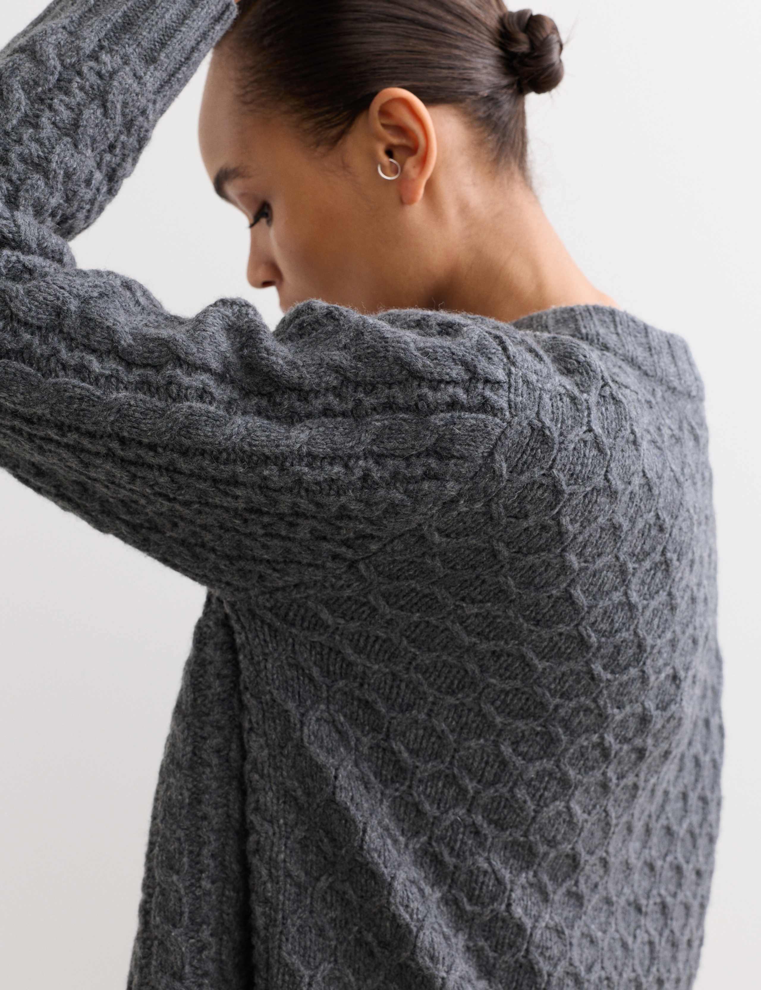 Pure Merino Wool Cable Knit Cardigan 3 of 6