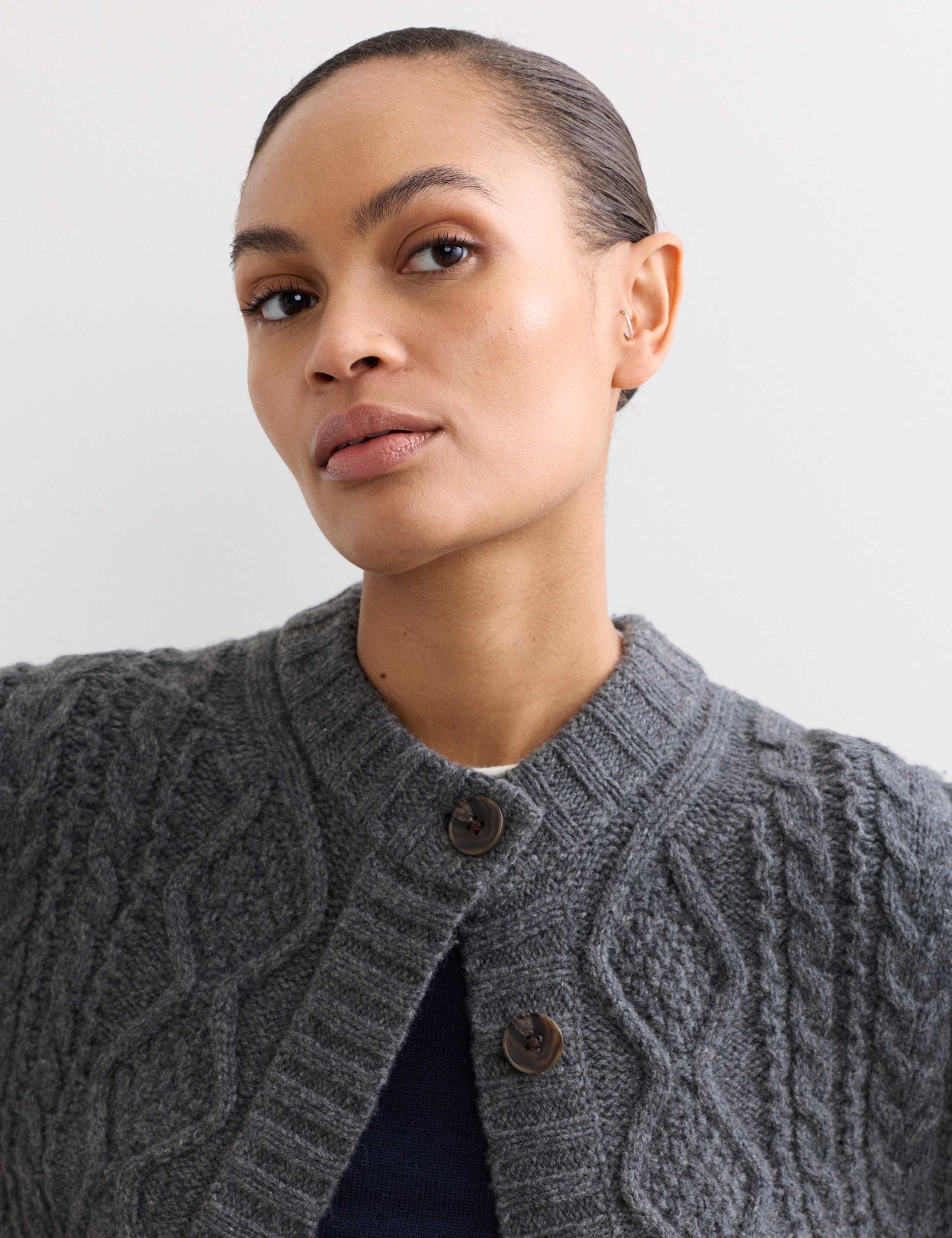 Pure Merino Wool Cable Knit Cardigan 4 of 6