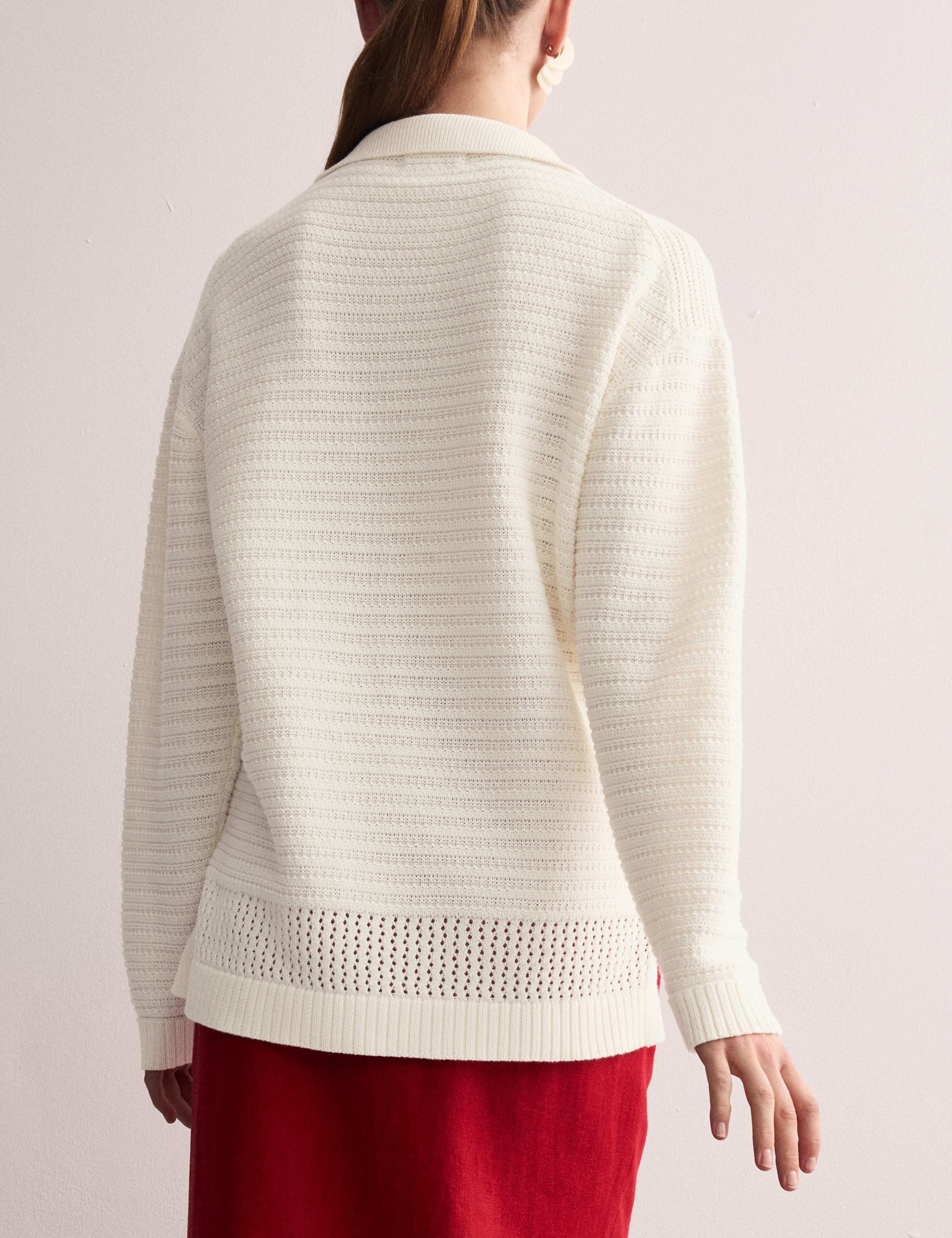 Pure Cotton Textured Collared Relaxed Jumper 5 of 7