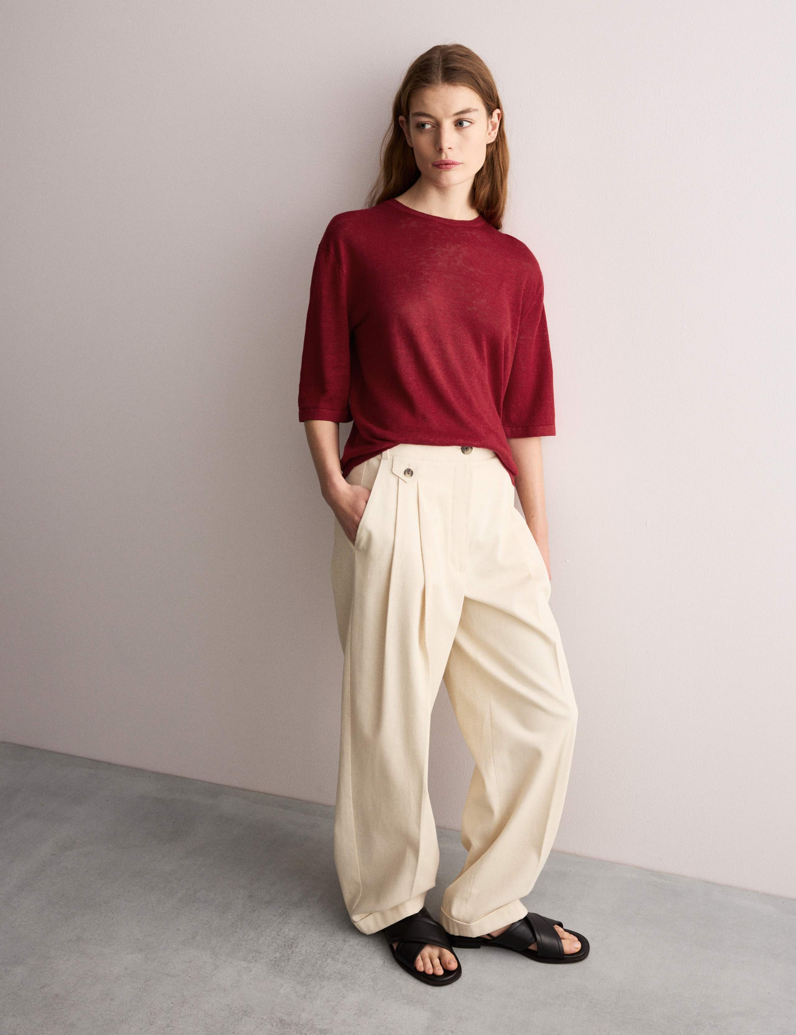Pure Linen Textured T-Shirt 3 of 7