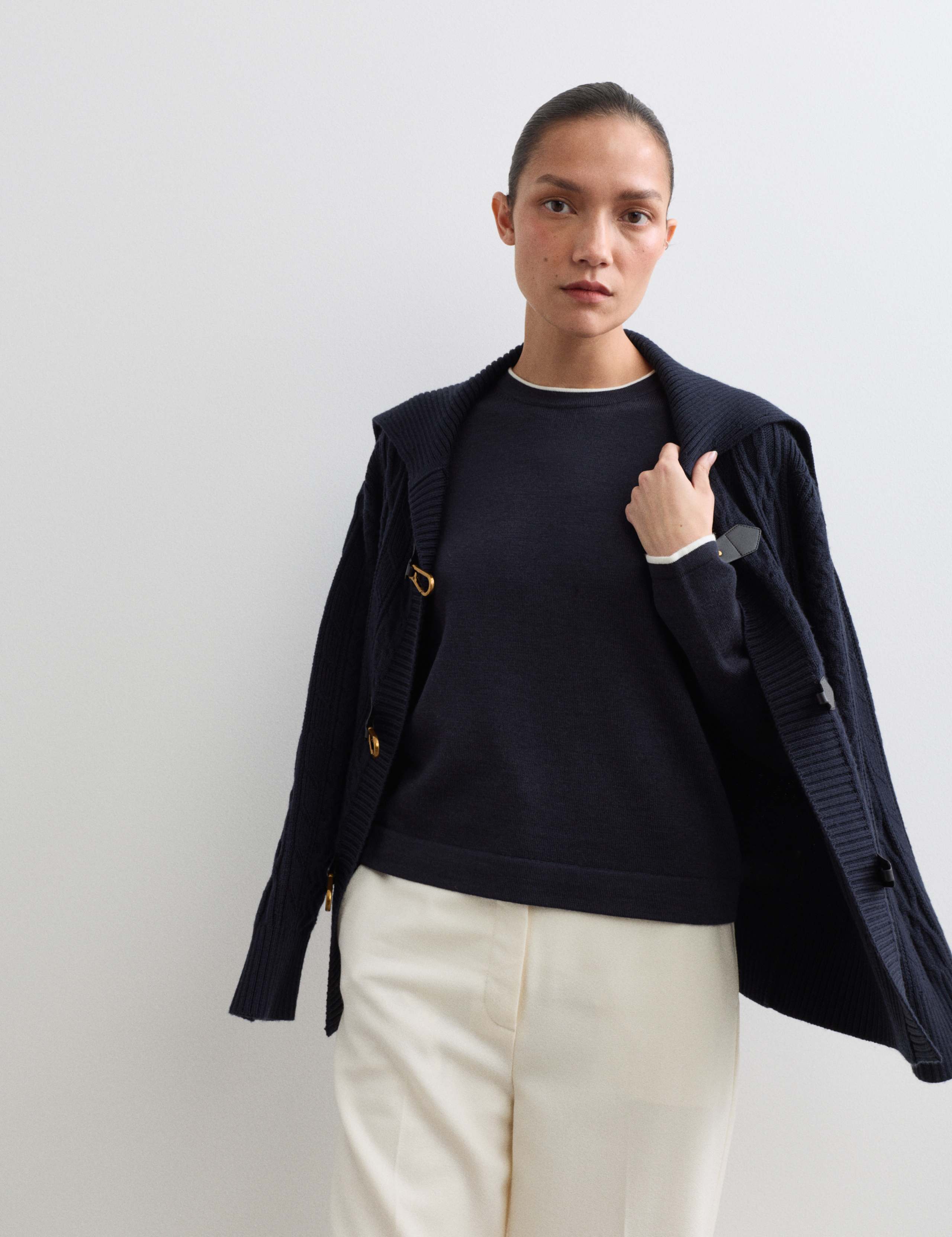 Merino Wool Rich Tipped Crew Neck Jumper 5 of 6