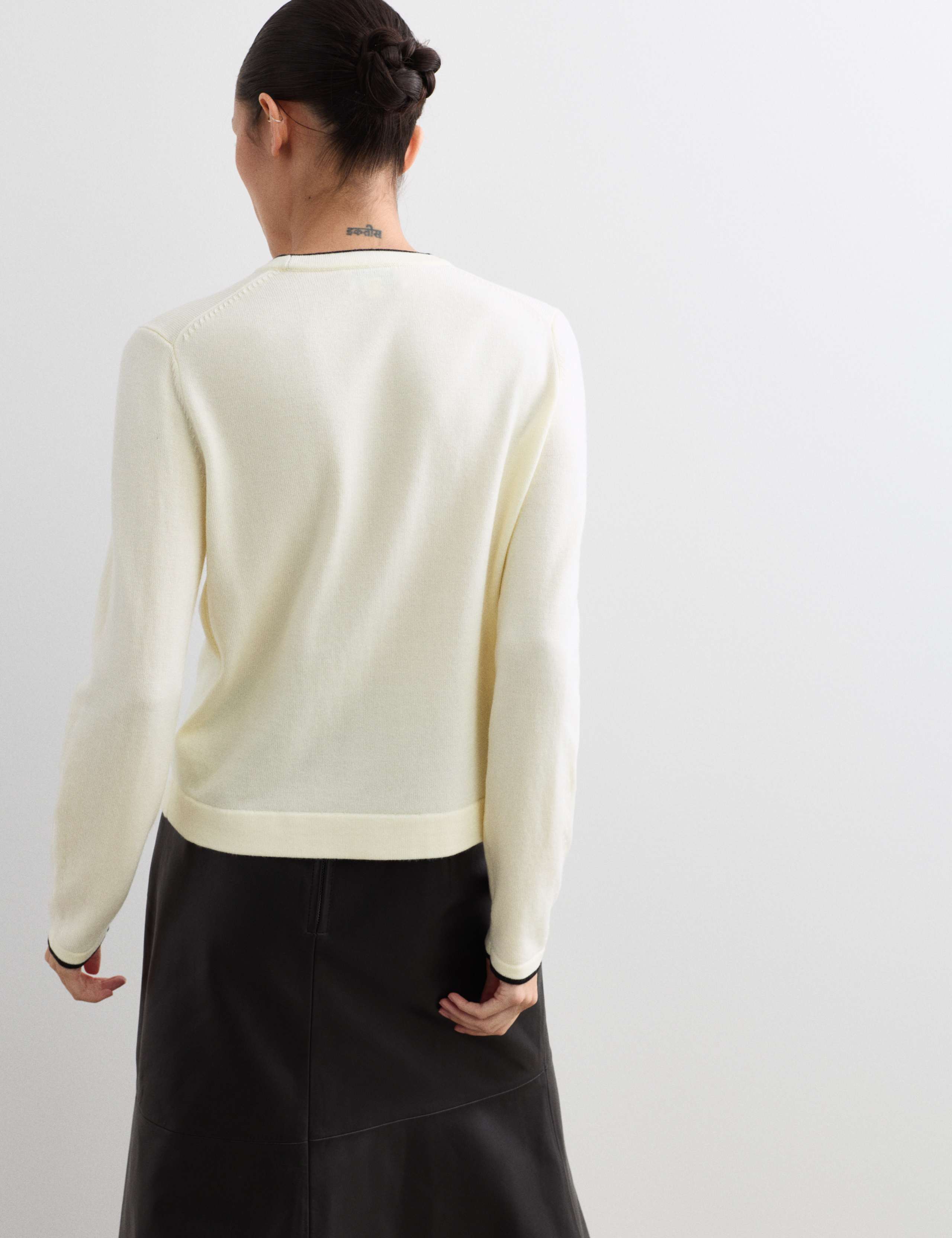 Merino Wool Rich Tipped Crew Neck Jumper 6 of 6