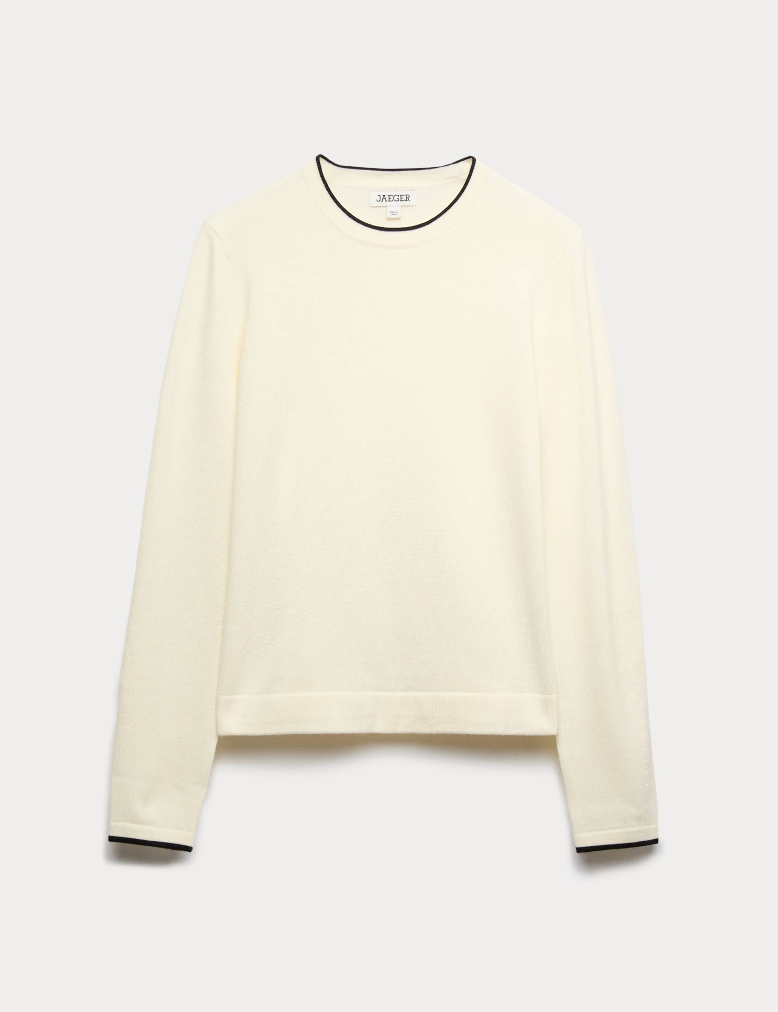 Merino Wool Rich Tipped Crew Neck Jumper 2 of 6