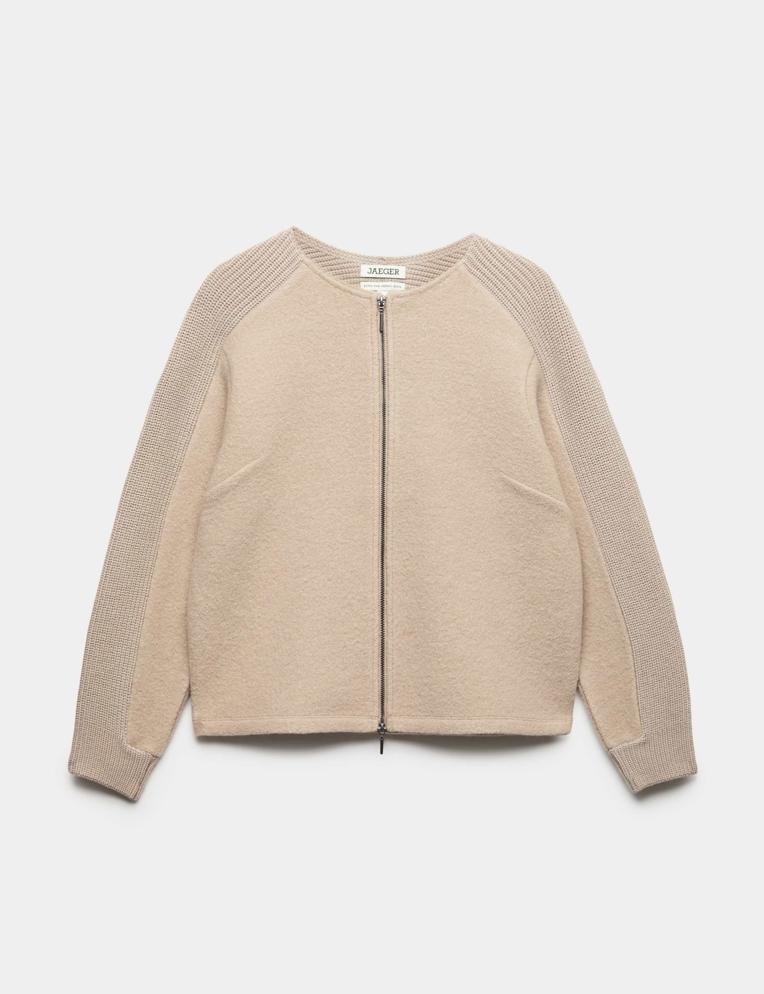 Pure Merino Wool Ribbed Zip Up Cardigan 2 of 8