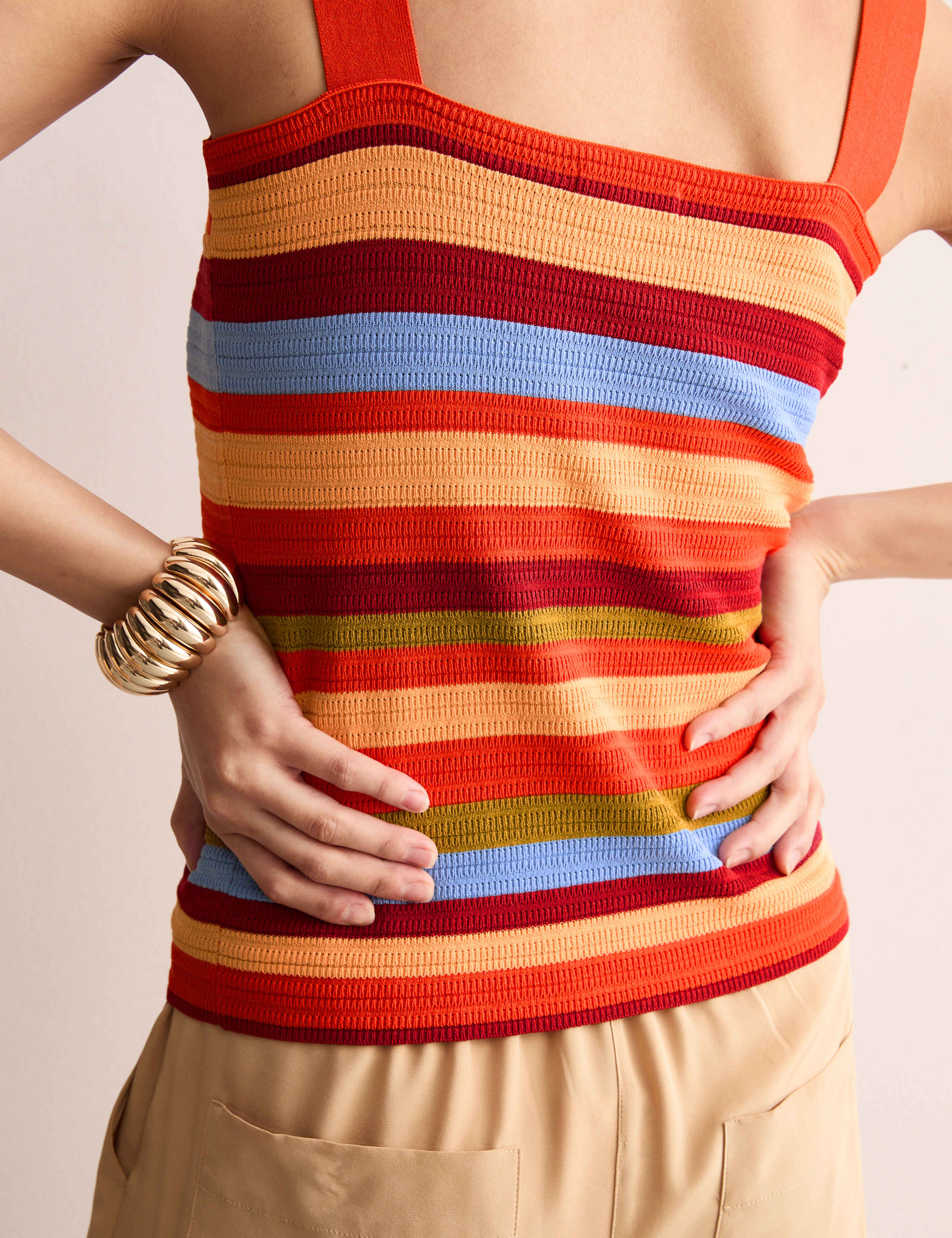 Cotton Blend Knitted Striped Co-ord Vest 3 of 7
