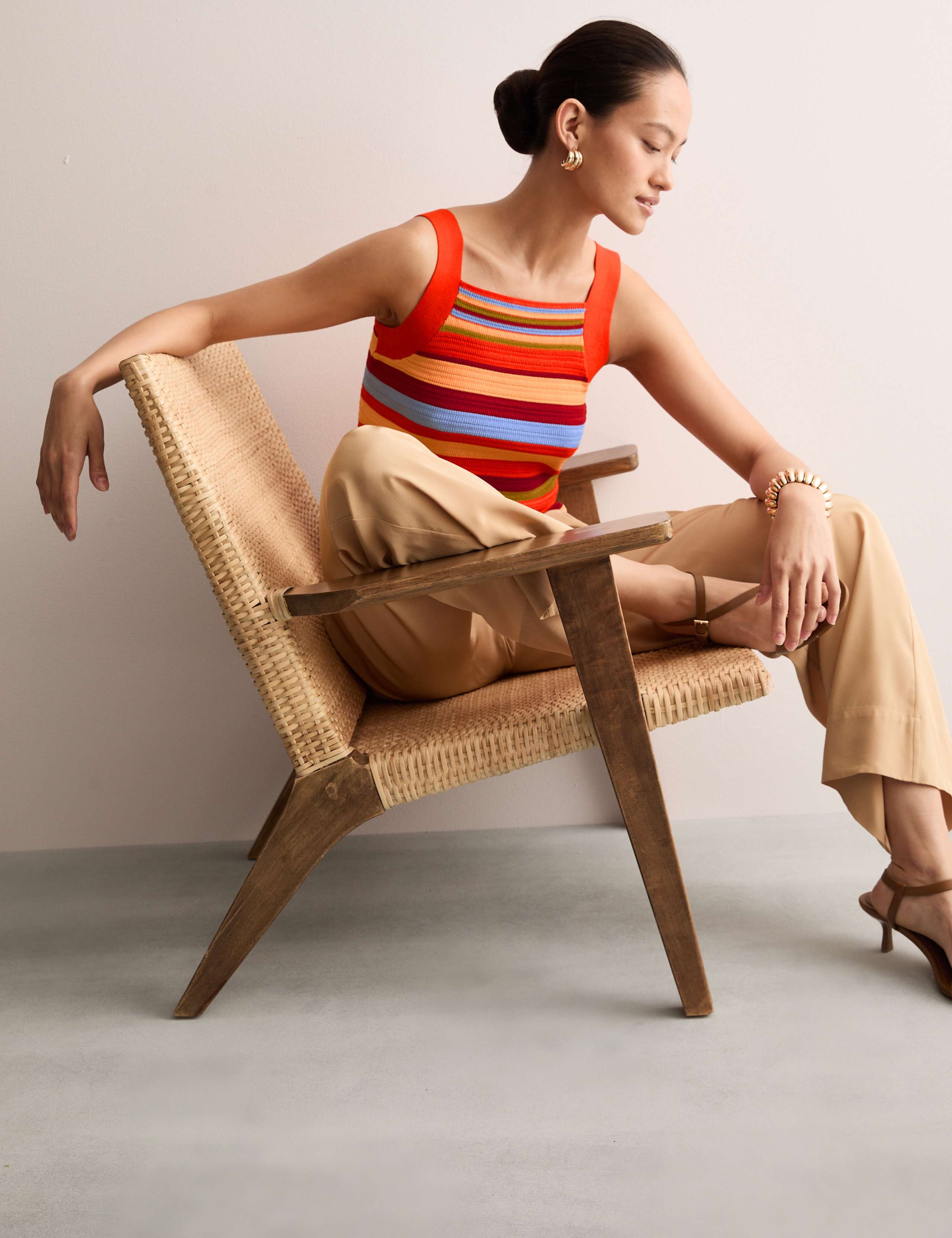 Cotton Blend Knitted Striped Co-ord Vest 4 of 7