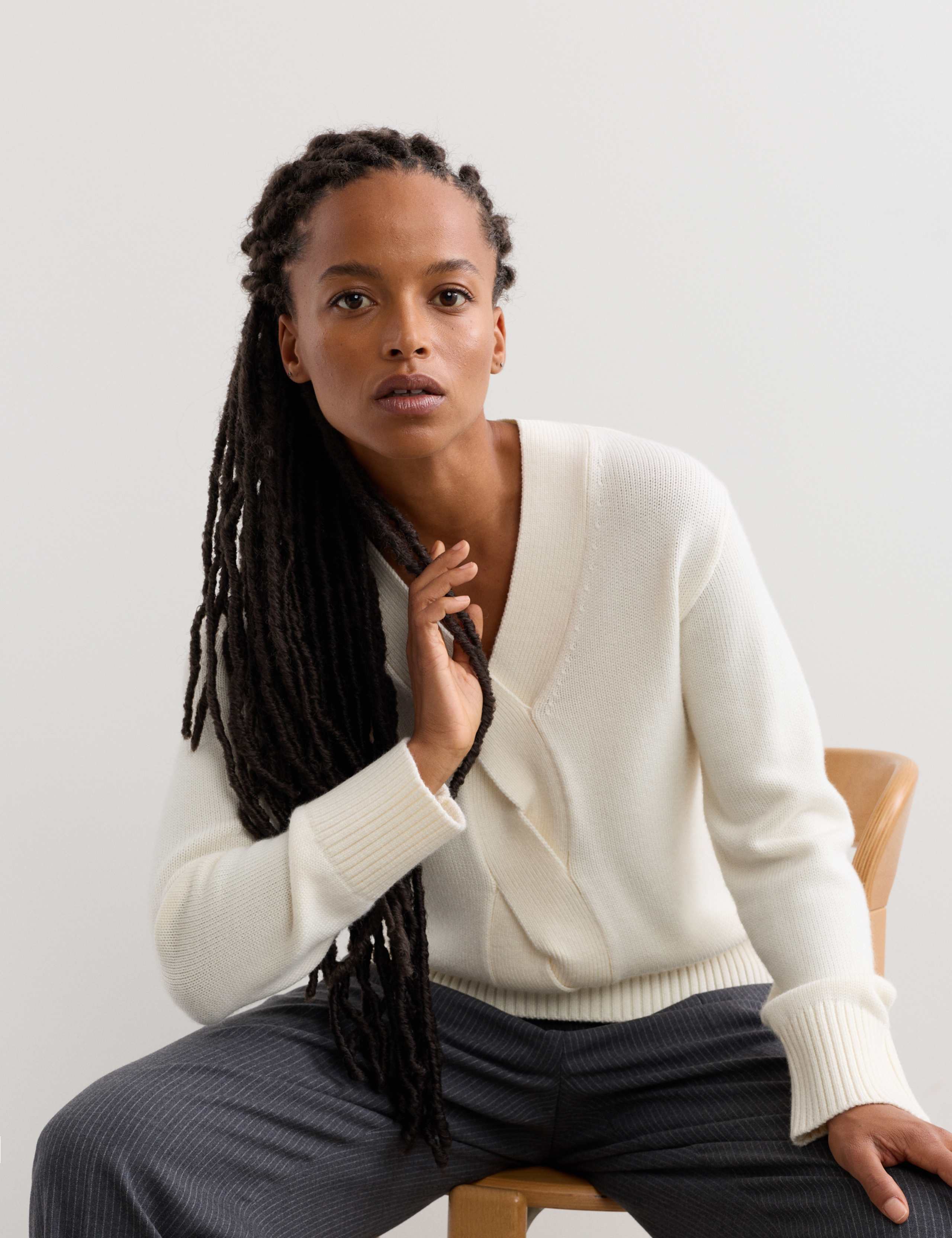 Pure Merino Wool V-Neck Twist Jumper 4 of 7