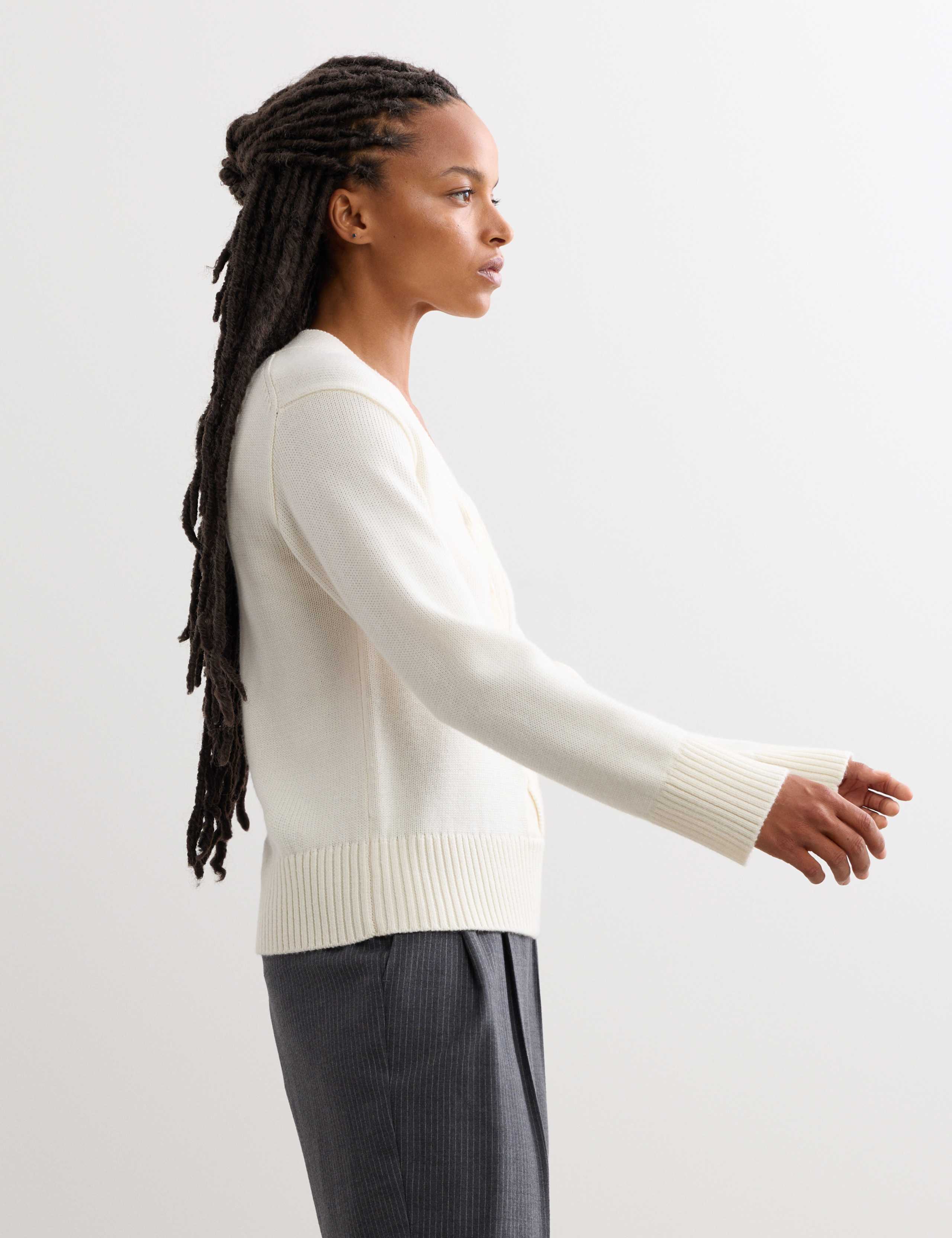 Pure Merino Wool V-Neck Twist Jumper 6 of 7
