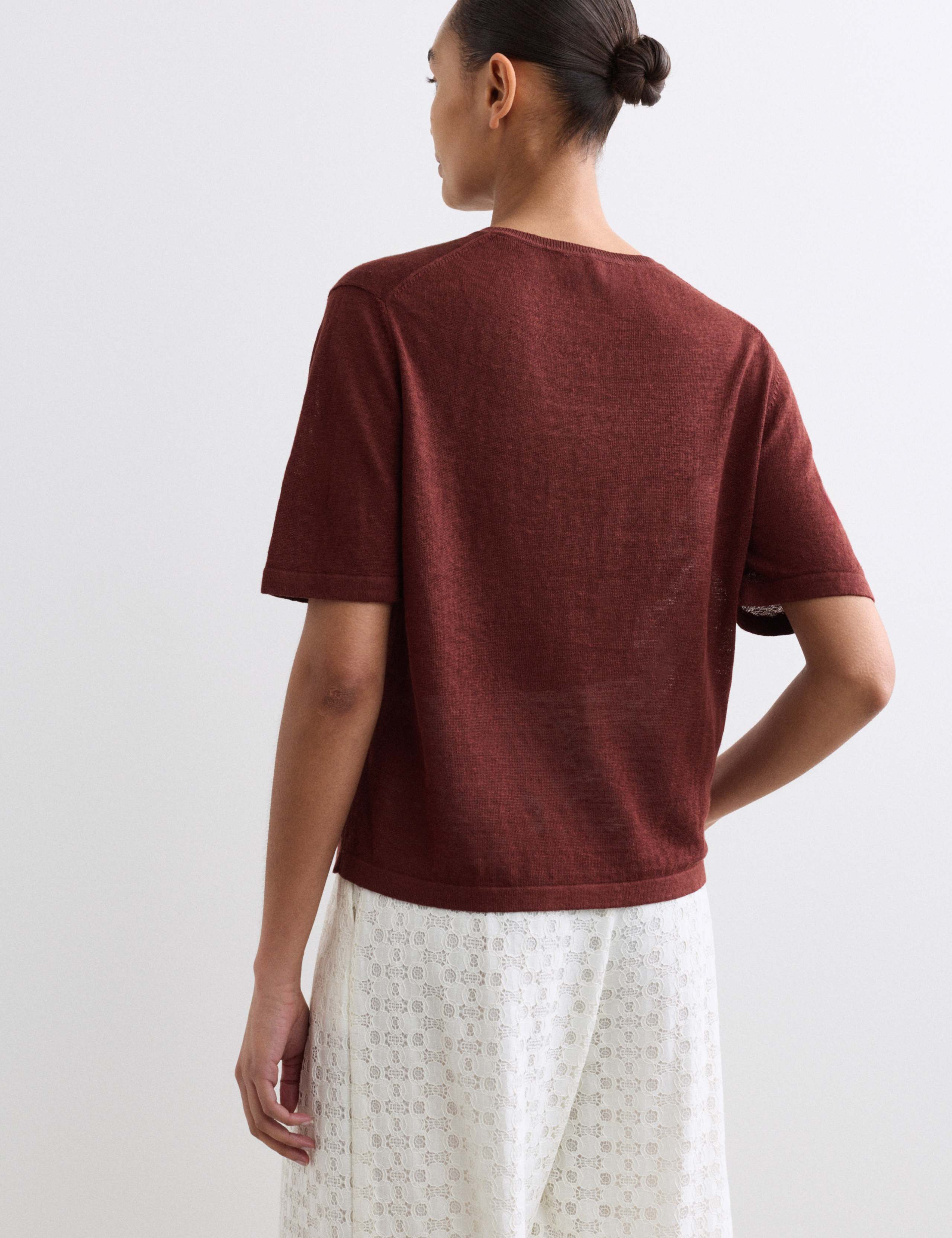 Pure Linen Textured T-Shirt 6 of 6