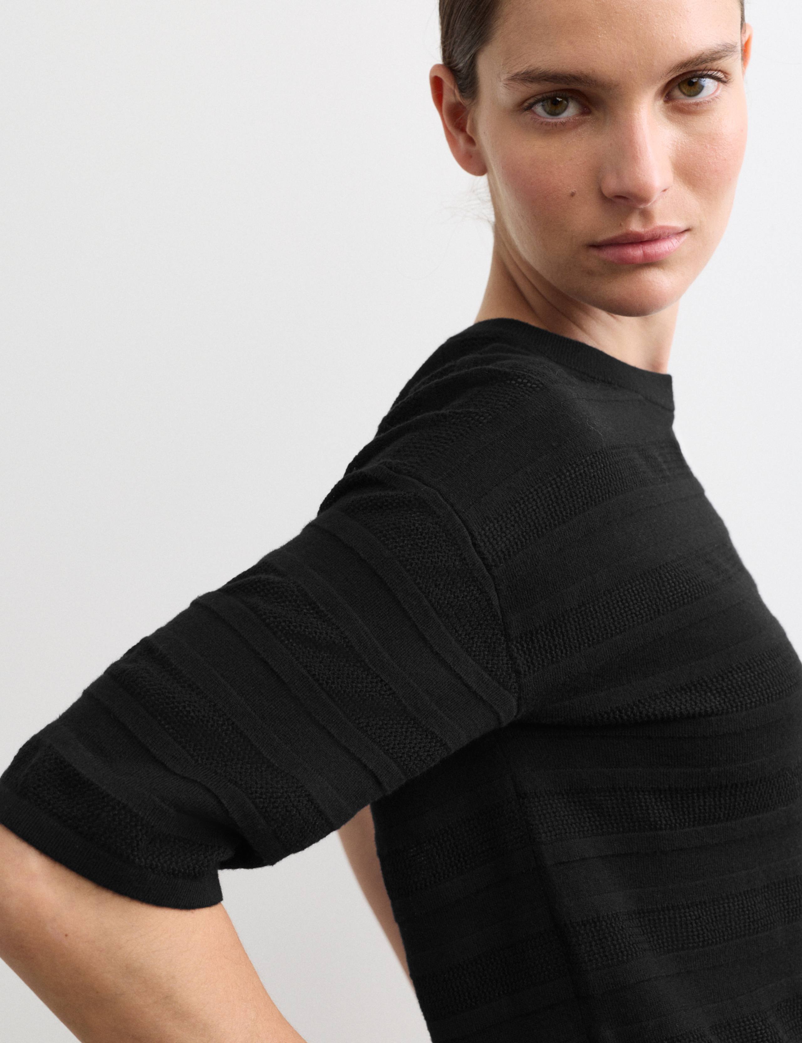 Cotton Rich Pointelle T-Shirt with Cashmere 3 of 7