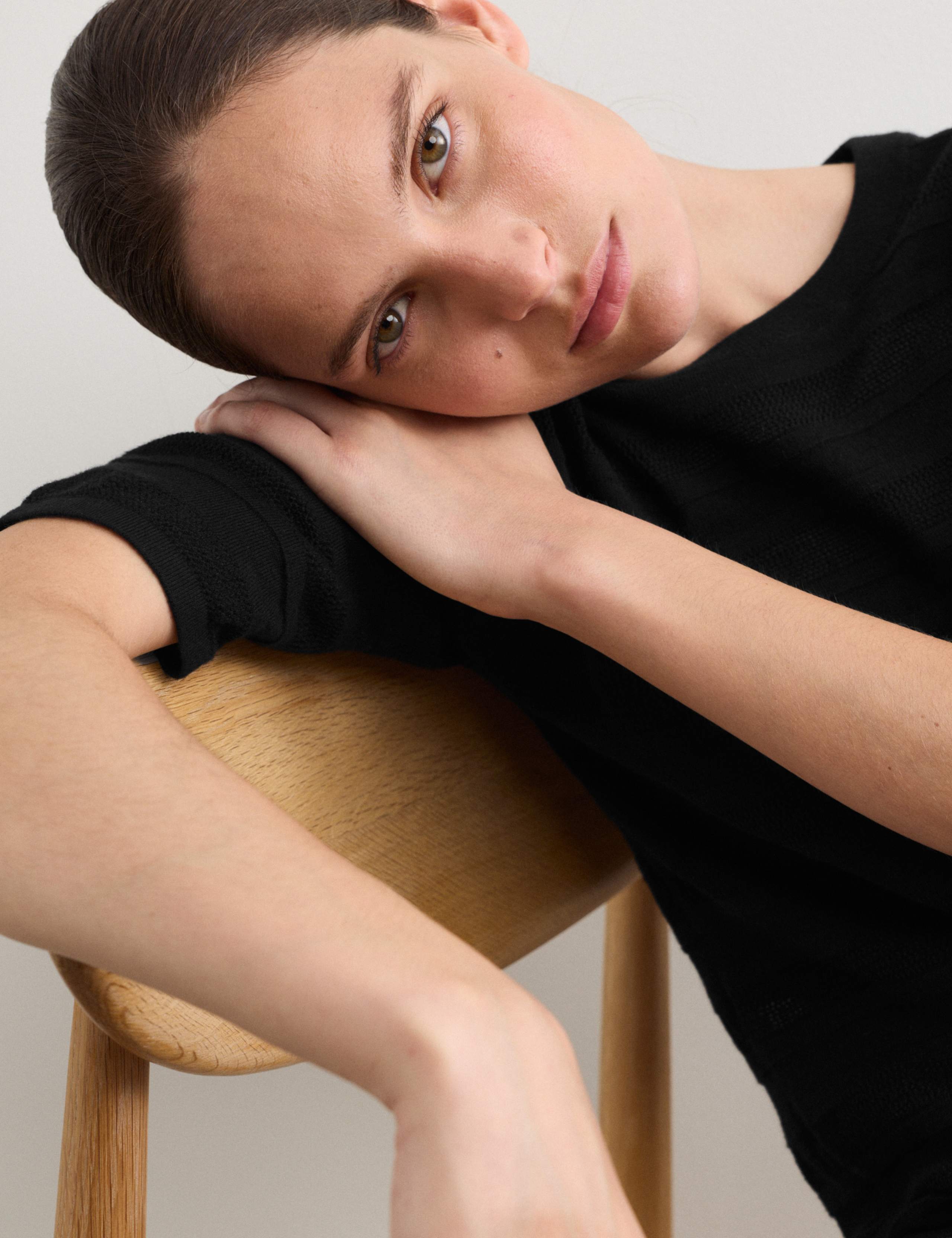 Cotton Rich Pointelle T-Shirt with Cashmere 5 of 7