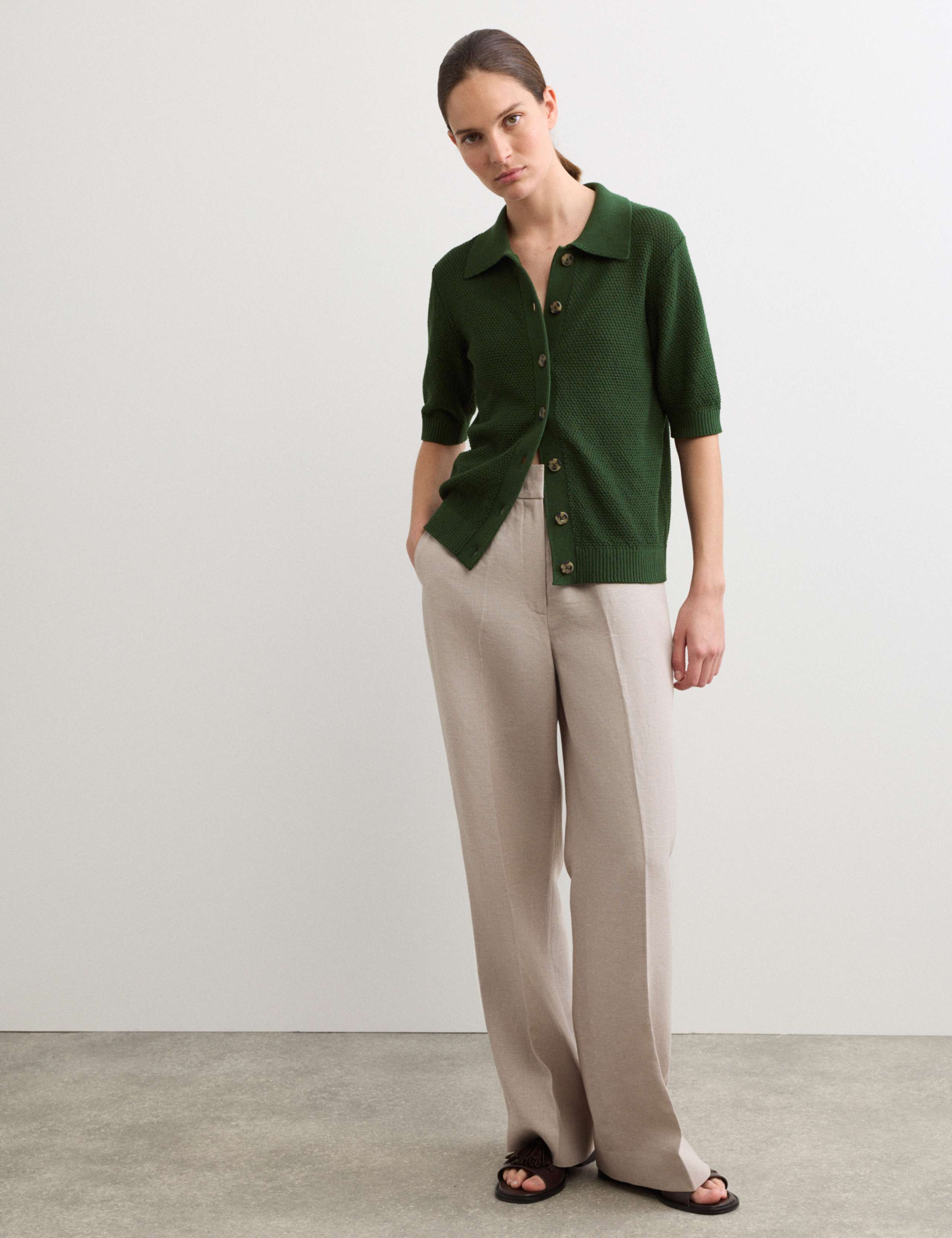 Cotton Rich Collared Cardigan with Silk 4 of 6