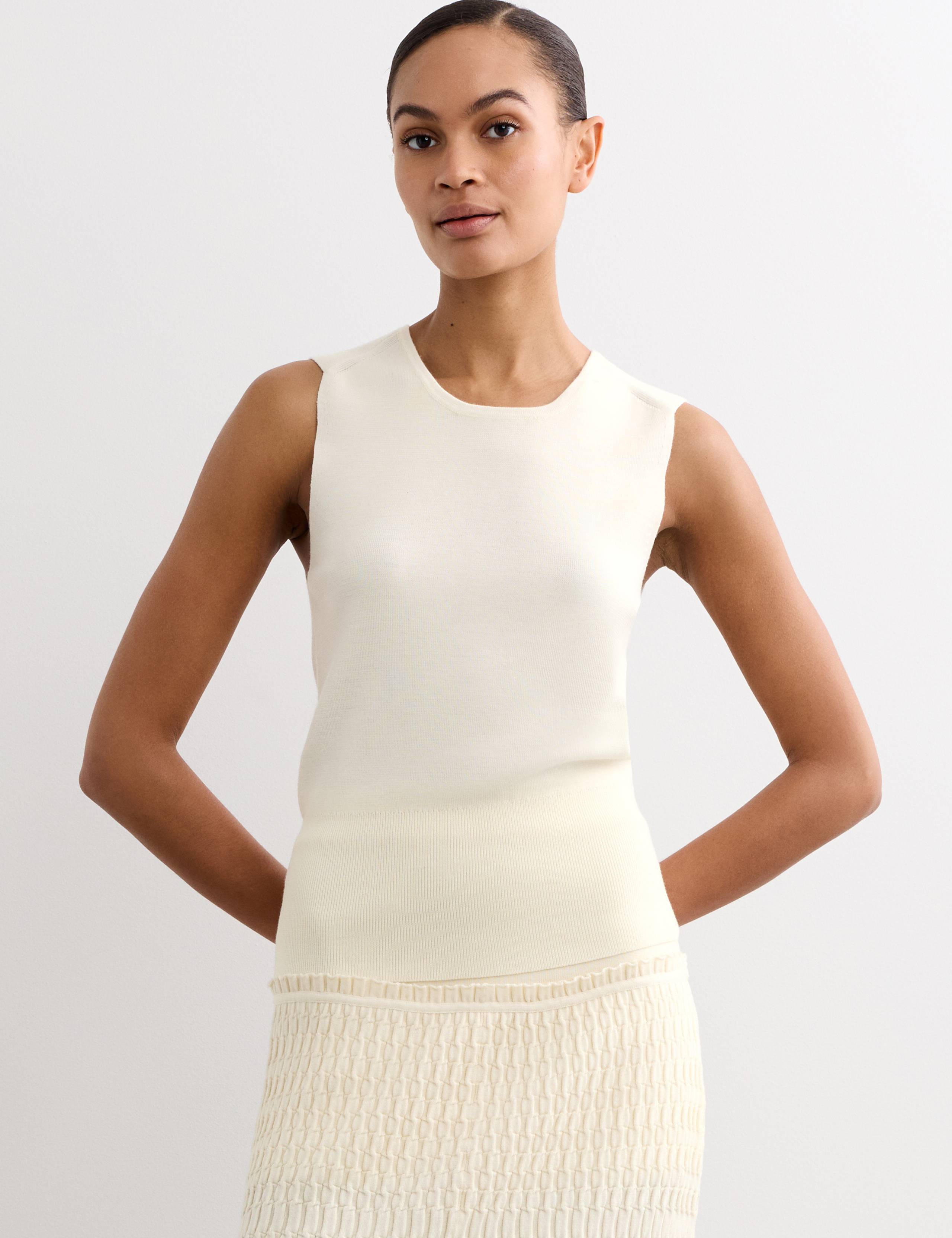 Pure Merino Wool Knitted Vest Top 1 of 7