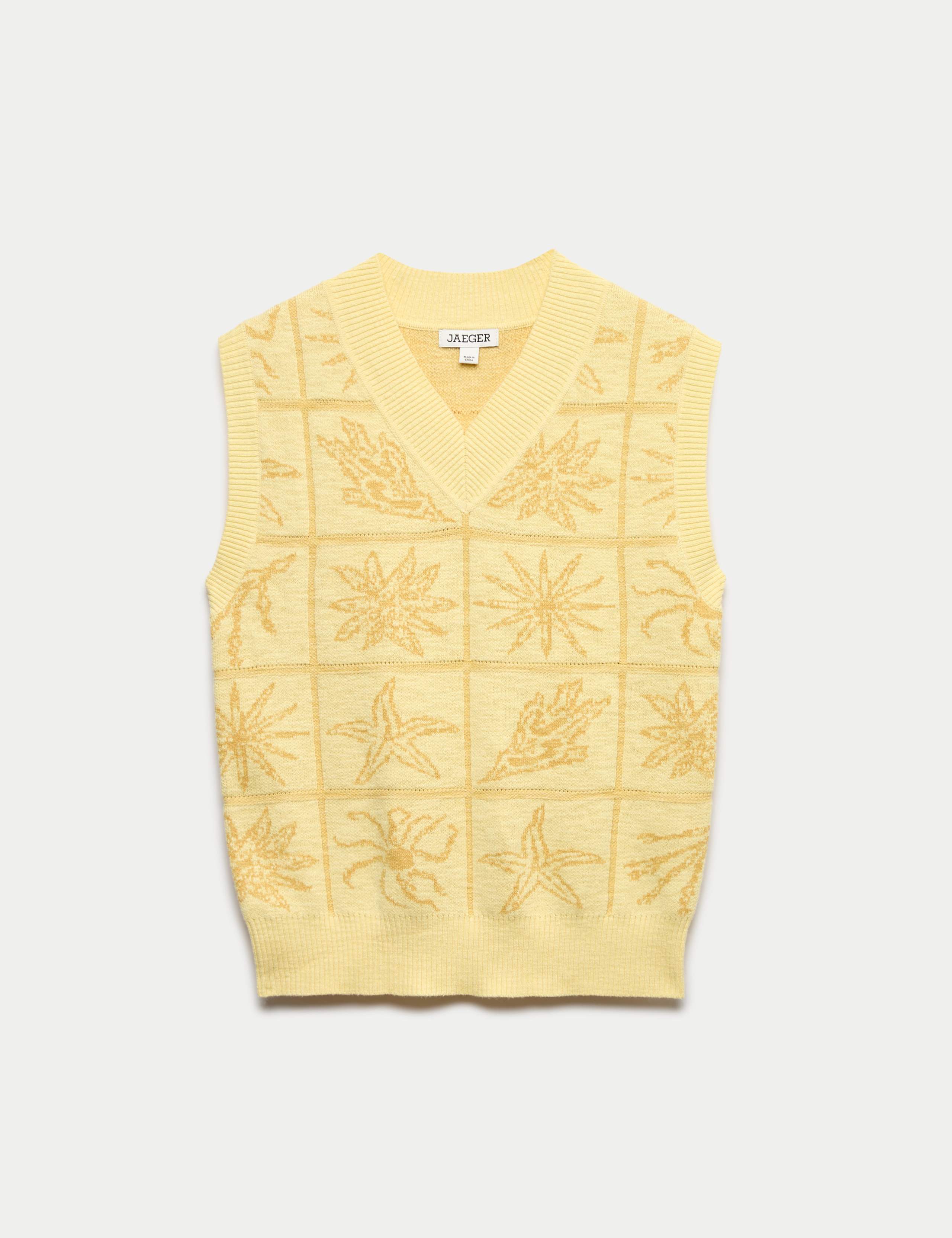 Linen Rich V-Neck Stitch Detail Knitted Vest 2 of 7