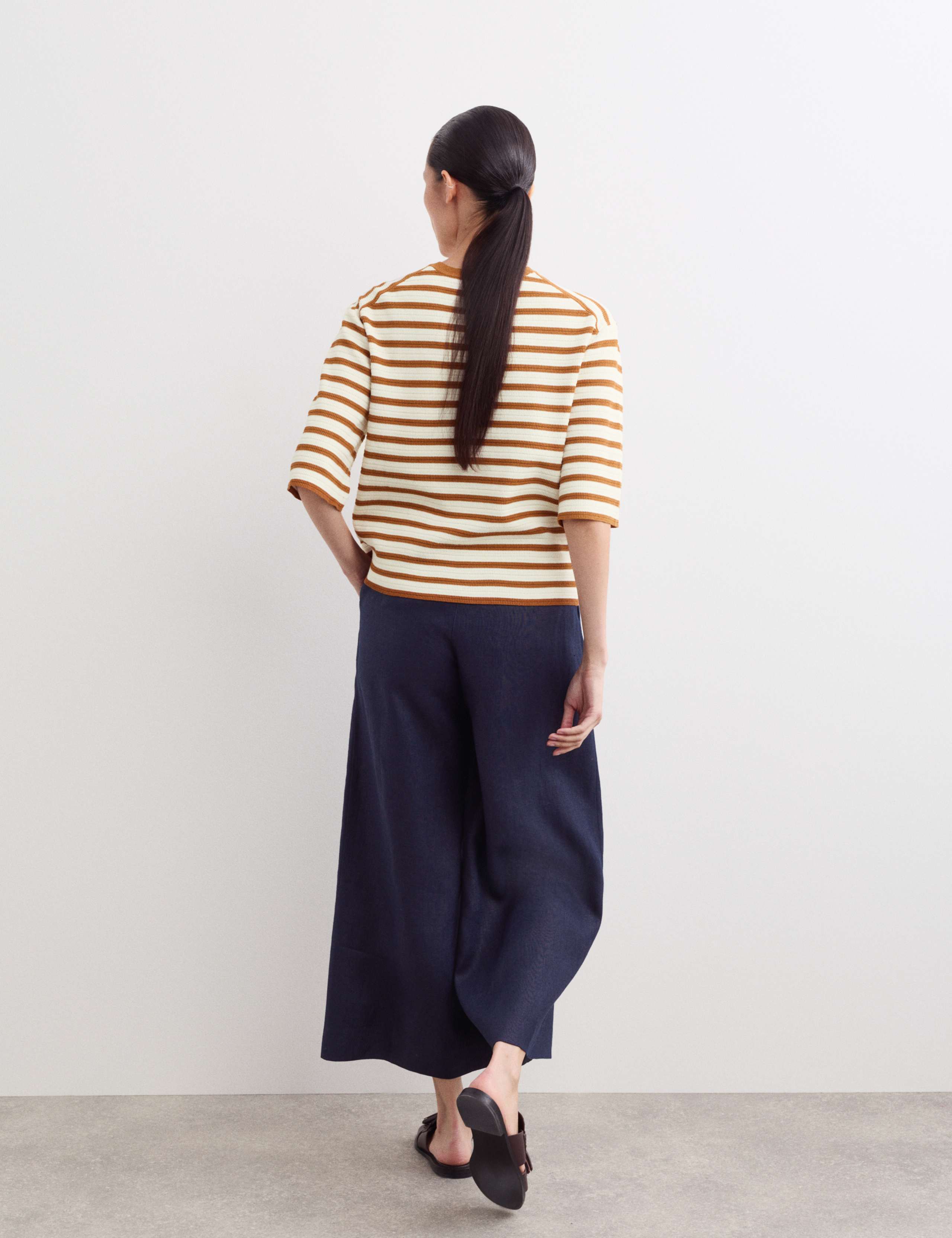 Cotton Blend Striped Relaxed Knitted Top 6 of 6