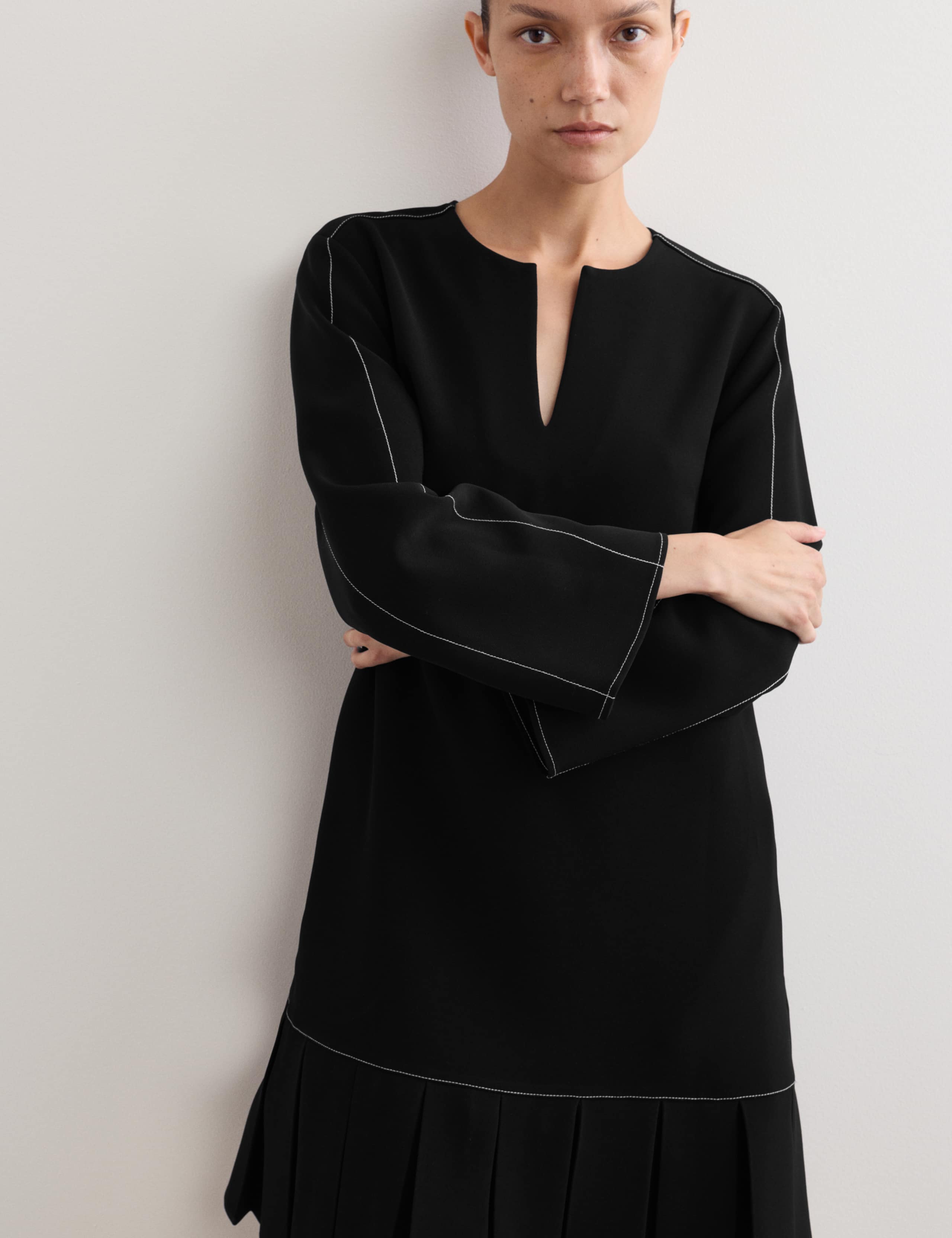Crepe Box Pleat Shift Dress 5 of 8
